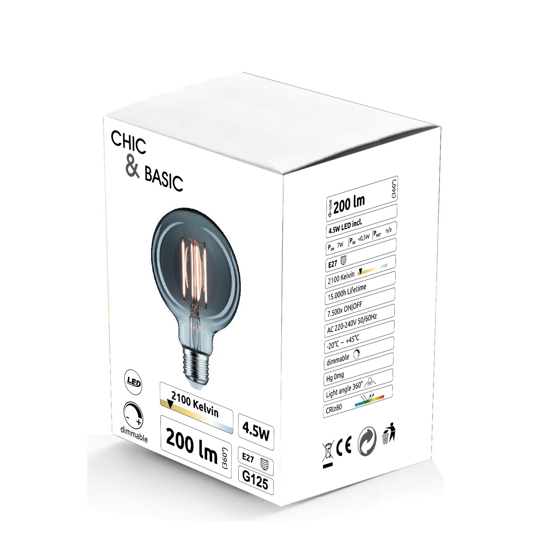 [C921] C921 - E27/G125 - 4,5W - 450 lm - Dim. - 2100°K - Smoky