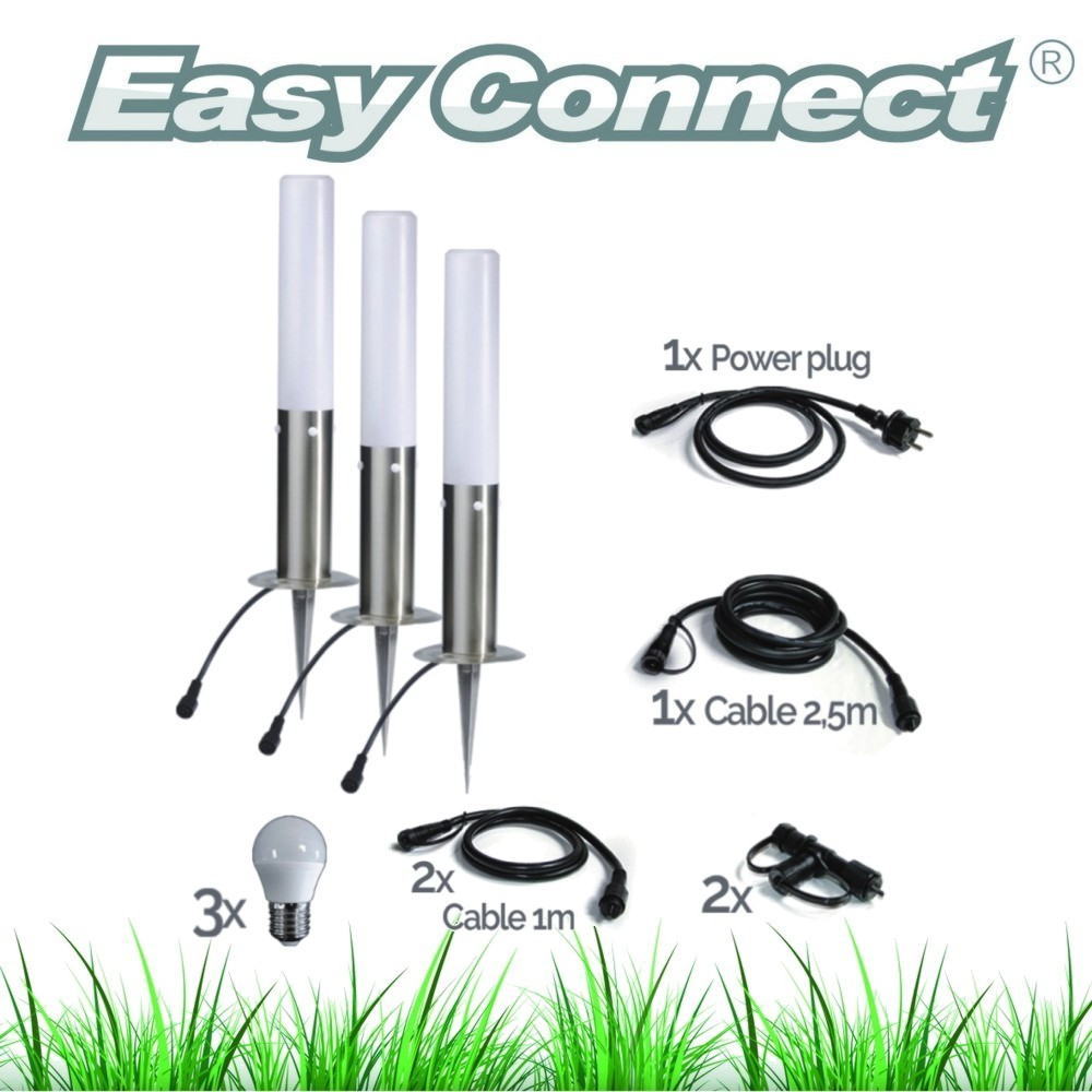 [68040] 3 Bornes Inox à piqu. LED