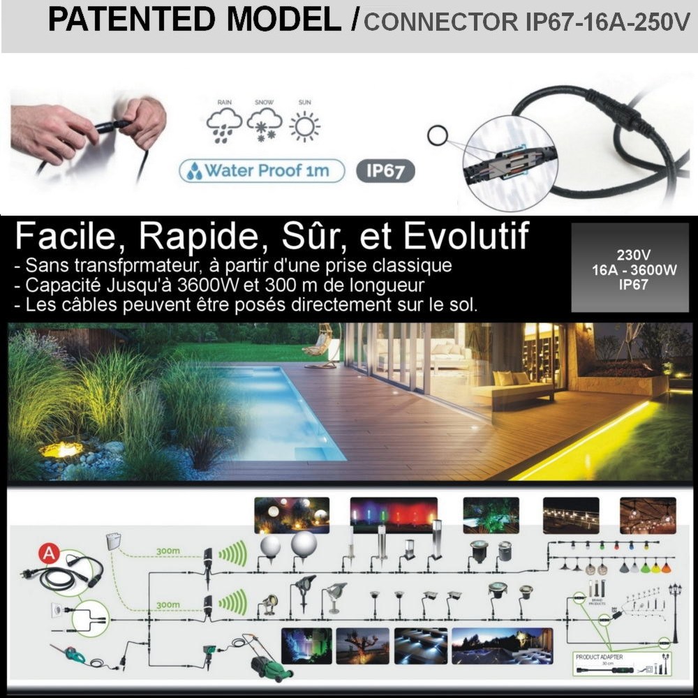 [8603-C921] 8603-C921 - Guirlande (Extension) 3m équipée de 4 Amp. E27/G125 Fil 2100K
