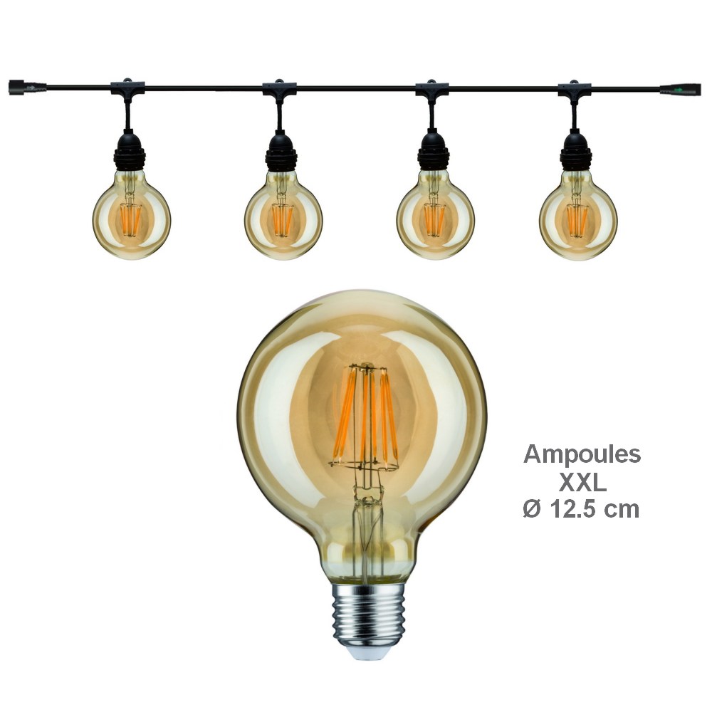 [8603-C922] 8603-C922 - Guirlande (Extension) 3m équipée de 4 Amp. E27/G125 Fil 2200K