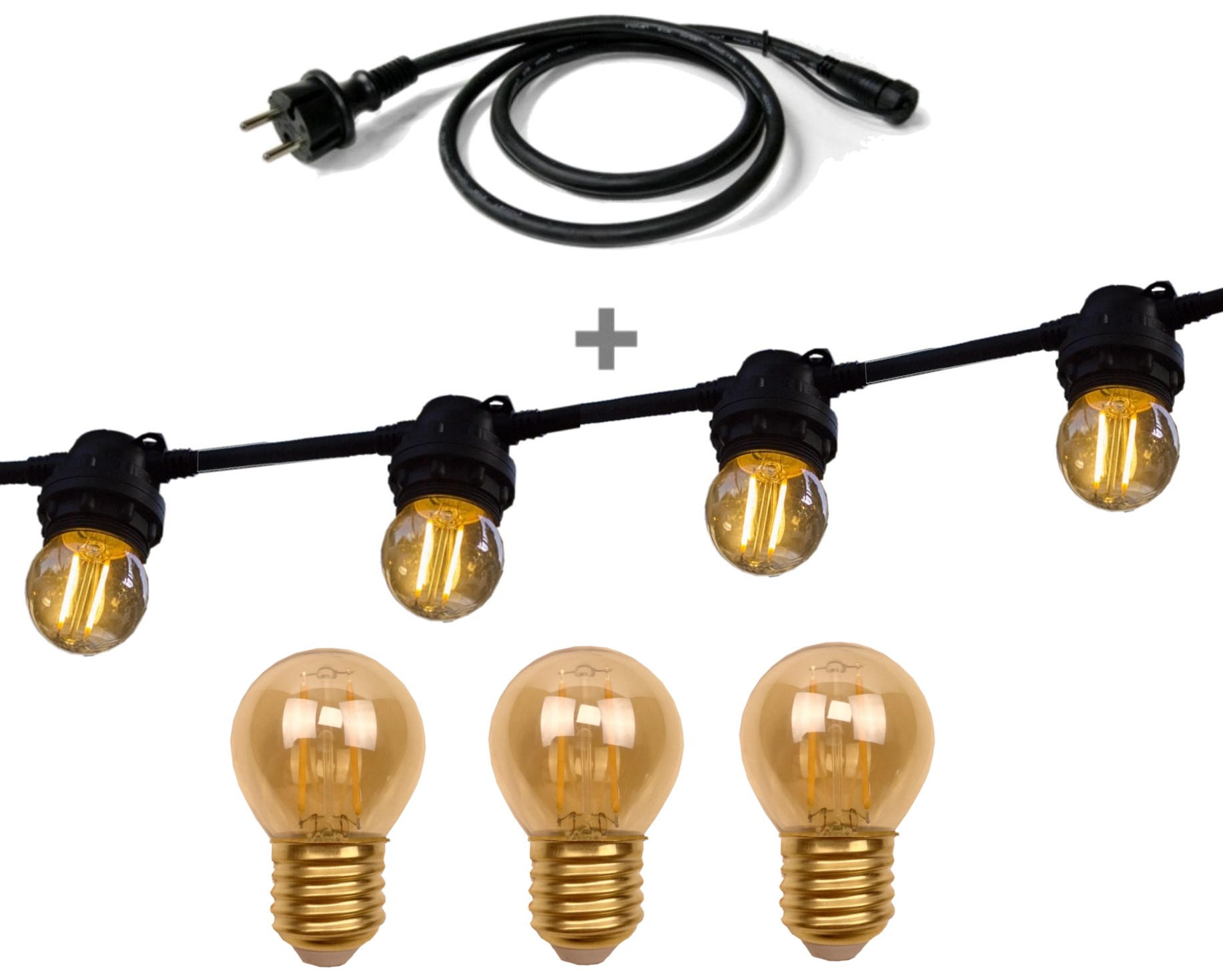 [8512-G31-P] 8512-G31-P - Guirl. 12m 24xE27/G45 Fil 1700K (1W) + Prise