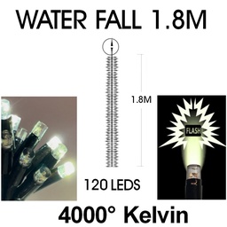 [9572] 9572 - EXTENSION - Water Fall 120 LEDS (Progressif) - Ht. 1,80 m x 20 cm -  Fil Noir - Blanc Chaud 4000°K