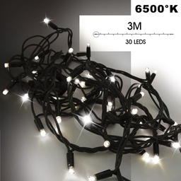 [9513] 9513 - EXTENSION - Guirlande 30 LEDS (Flash) - 3 m - Fil Noir - Blanc Froid 6500°K