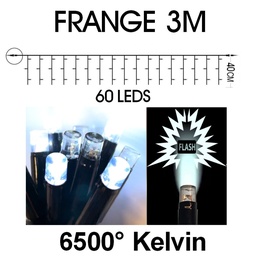 [9543] 9543 - EXTENSION - Frange courte 60 LEDS (Flash) - L 3 m x H 40 cm -  Fil Noir - Blanc Chaud 6500°K