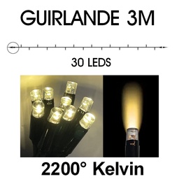 [9510] 9510 - EXTENSION - Guirlande 30 LEDS (Fixe) - 3 m - Fil Noir - Blanc Chaud 2200°k