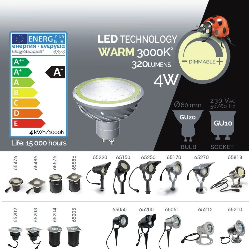 [B426] B426 - MR20/GU10 DIM 3000K 320Lm 4W