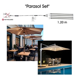 [1014] 1014 - Kit Parasol : 4 Bandeau Lumineux Silicone -1cm x 1,15 m + Telc.