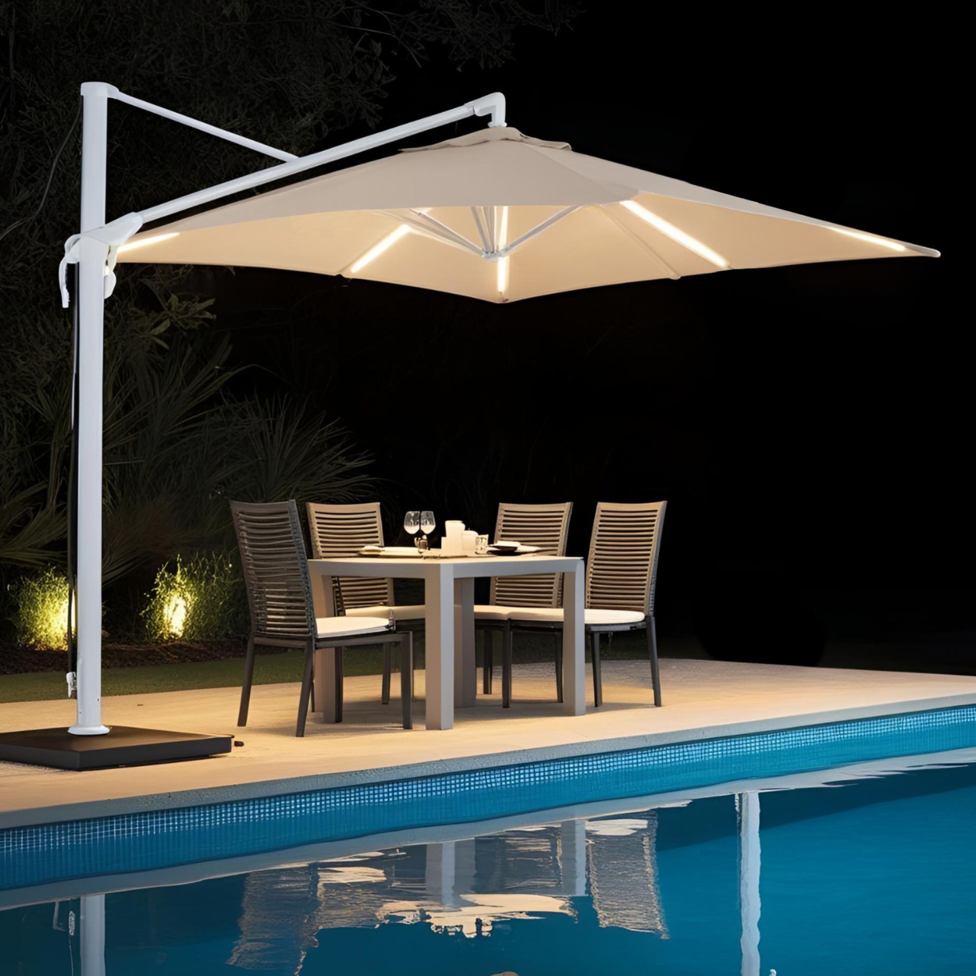 [1014] 1014 - Kit Parasol : 4 Bandeau Lumineux Silicone -1cm x 1,2 m + Telc.