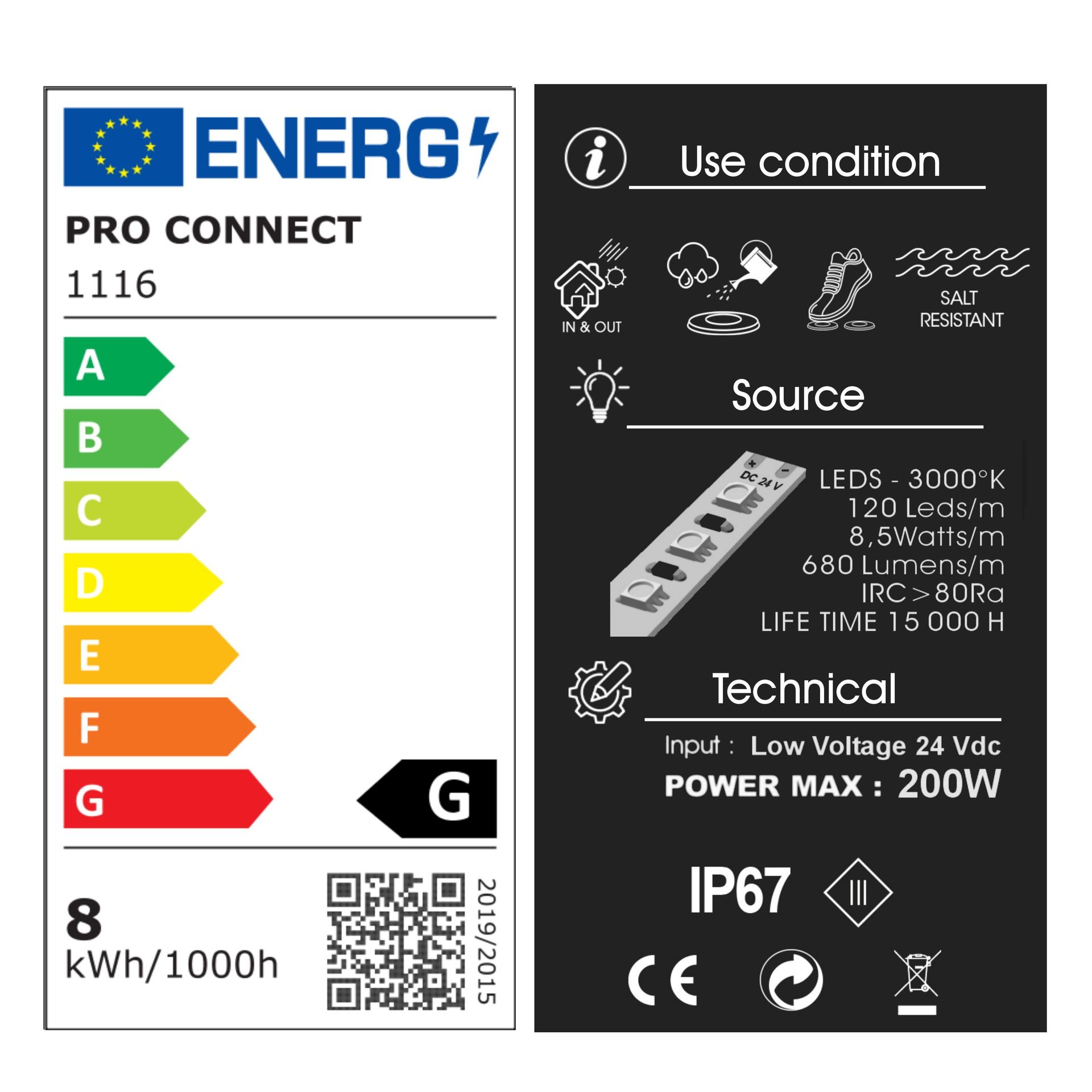 [1116] 1116 - Ext. Bandeau Lumineux Silicone - 1cm x 1 m - 3000°K