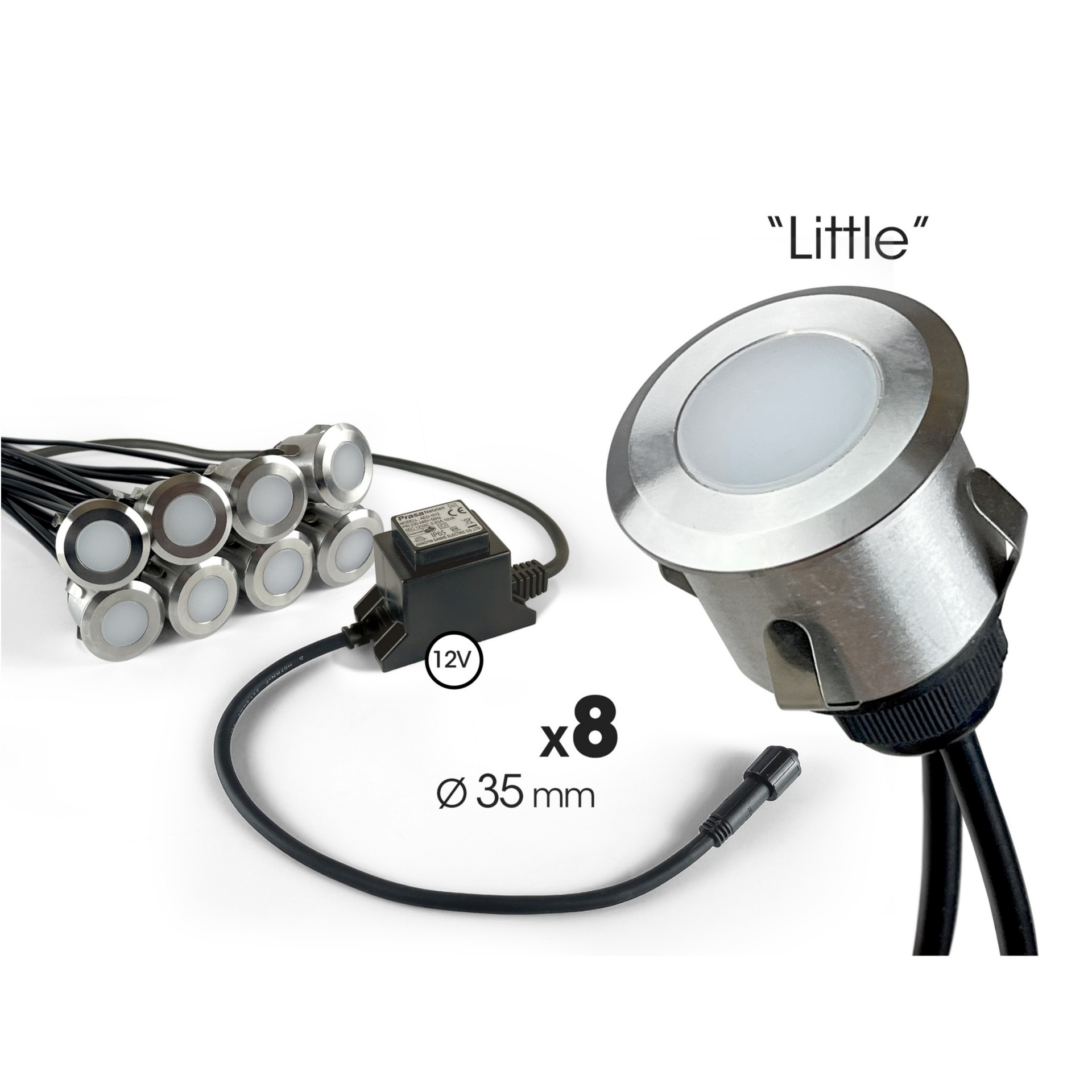 [2016] 2016 - Kit 8 mini spot encastré bois Ø3,5cm + Trsf 12V