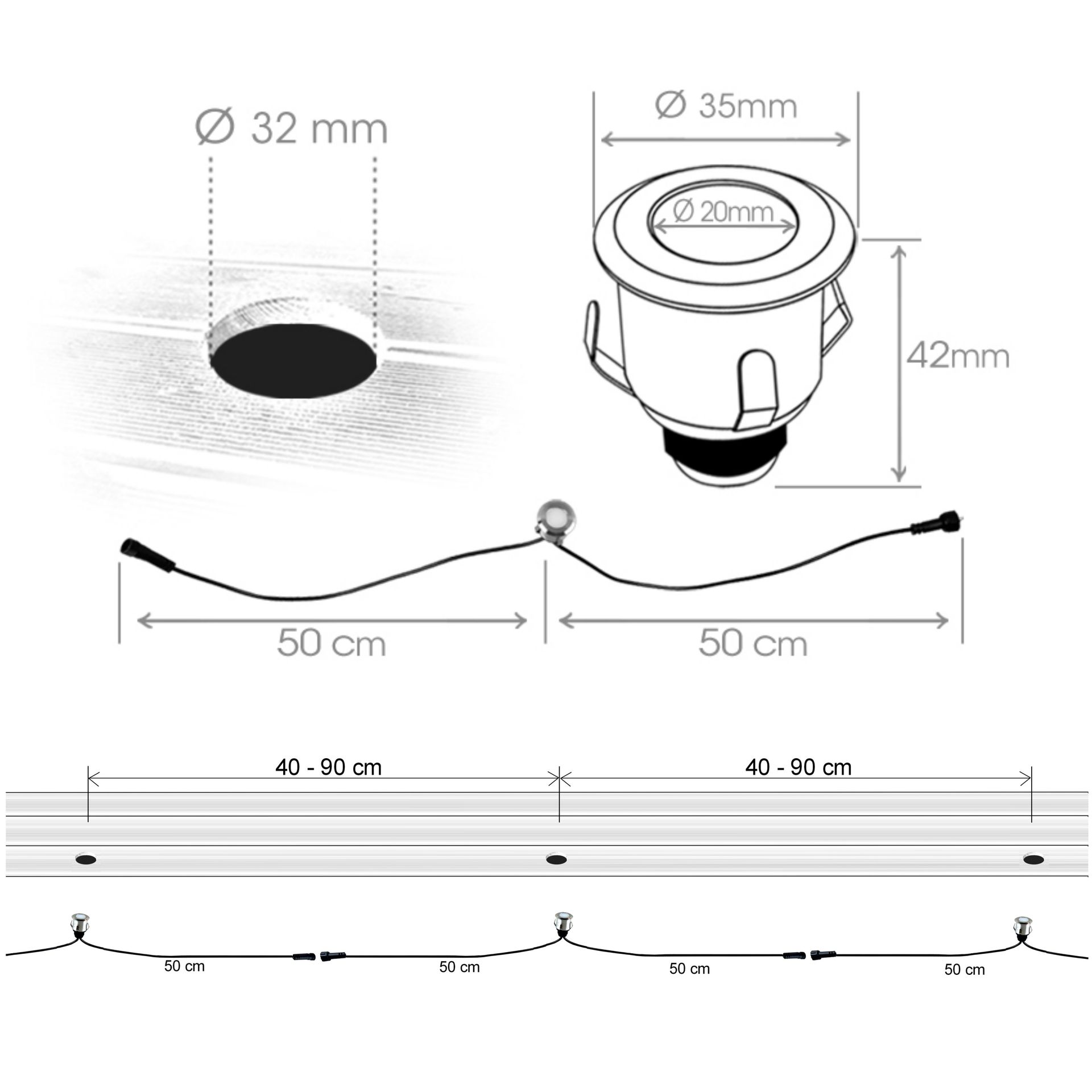 [2016] 2016 - Kit 8 mini spot encastré bois Ø3,5cm + Trsf 12V