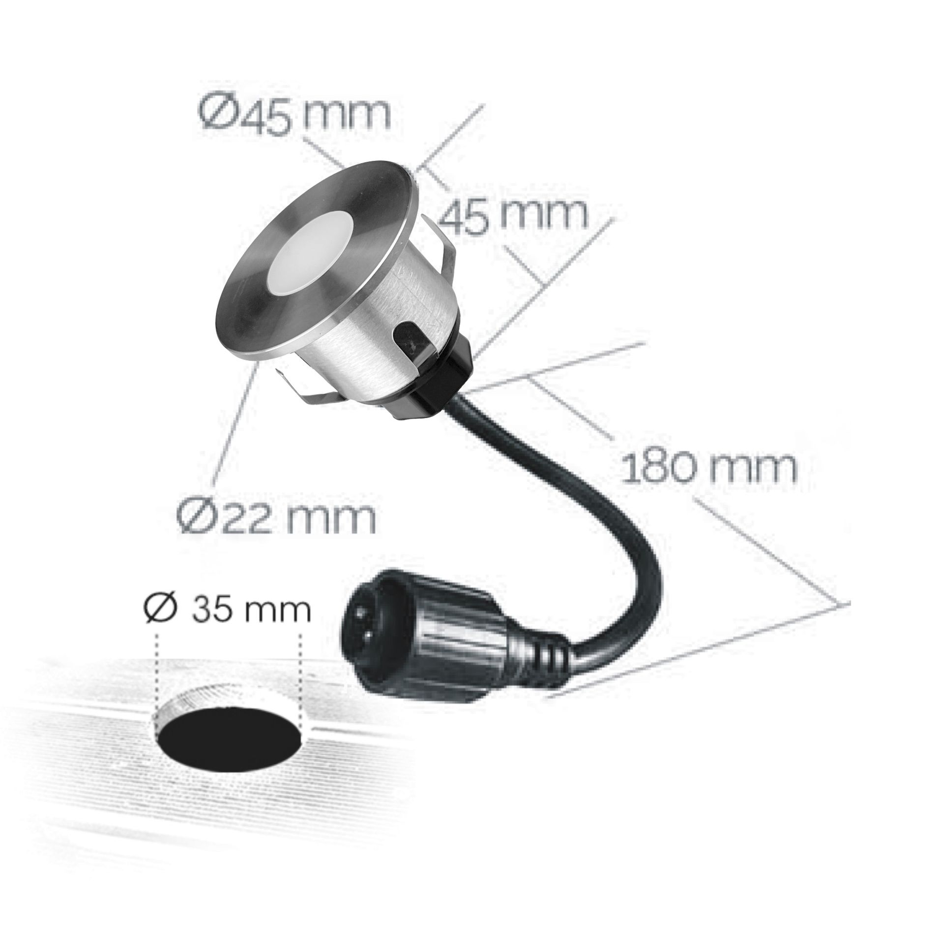 [2026] 2026 - 6 Spots encastrés pour bois Ø4.5cm - 3000°K