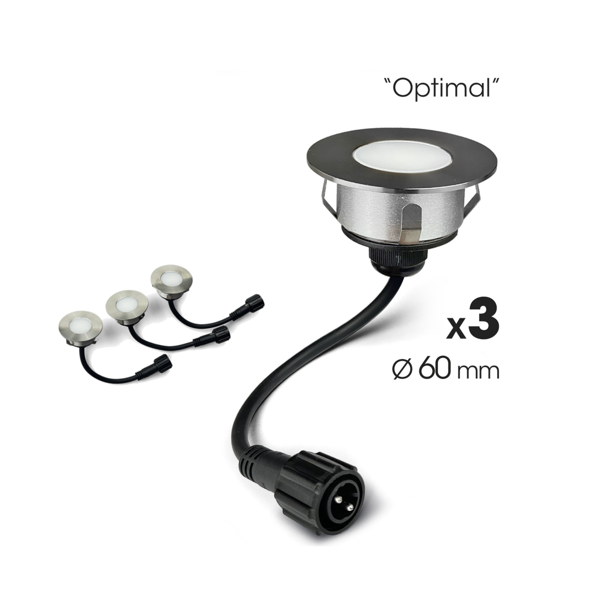 [2036] 2036 - 3 Spots encastrés pour bois Ø6cm - 3000°K