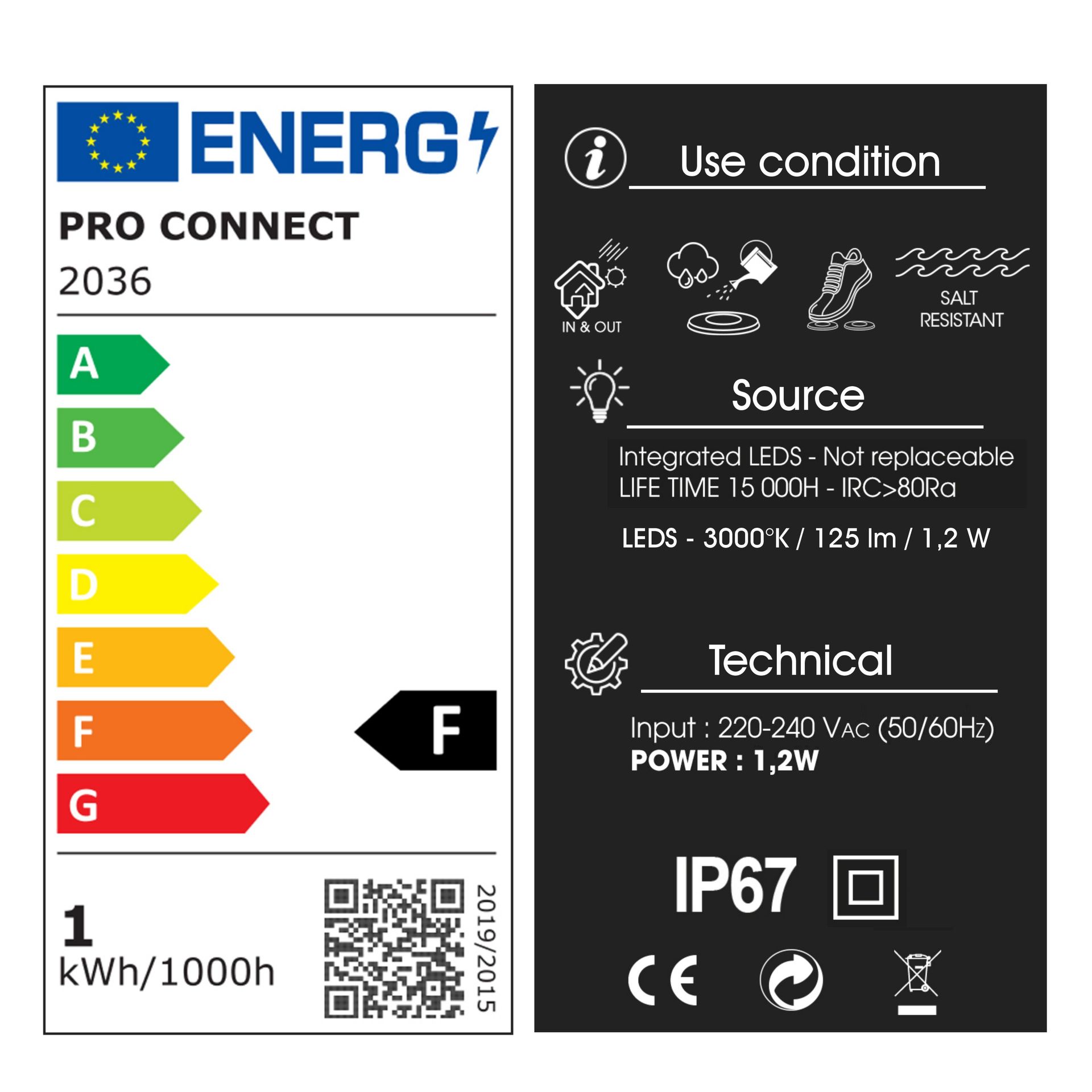 [2036] 2036 - 3 Spots encastrés pour bois Ø6cm - 3000°K