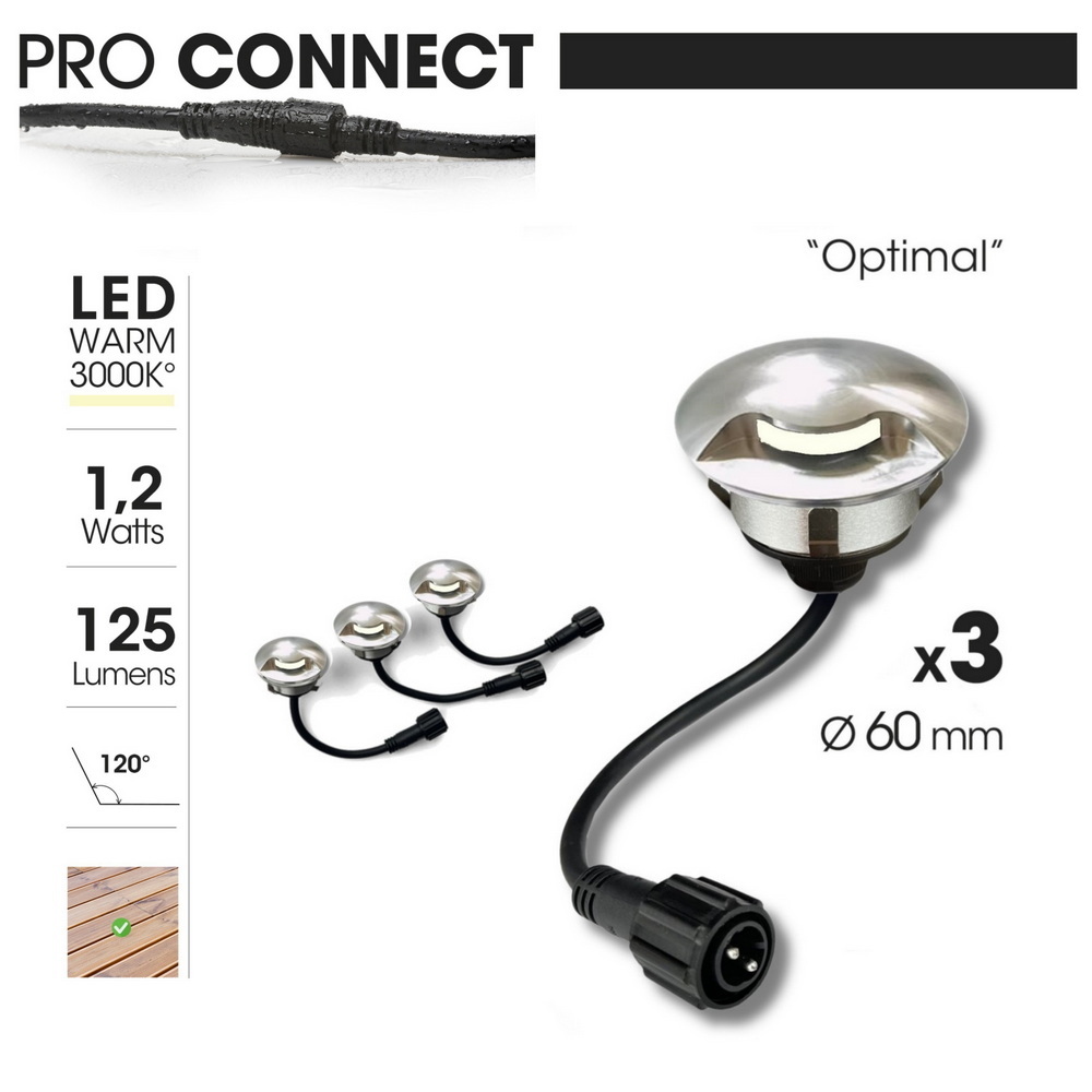 [2036-D301] 2036-D301 - 3 Spots encastrés bois Ø6cm - 1 fenêtre