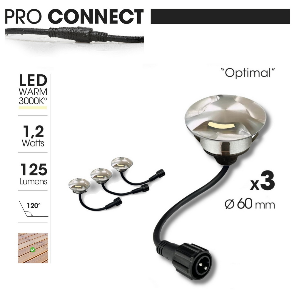 [2036-D303] 2036-D303 - 3 Spots encastrés bois Ø6cm - 3 fenêtres