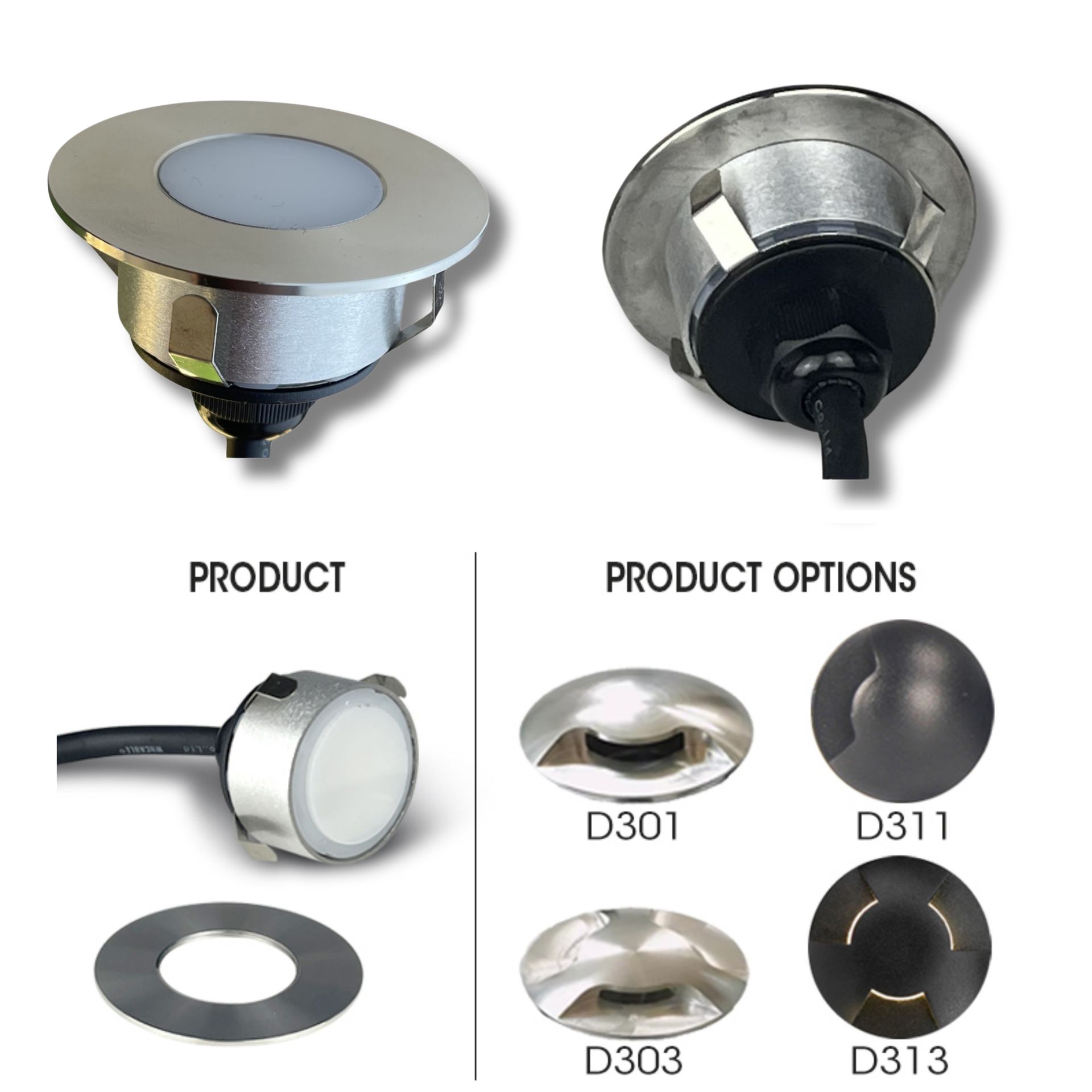 [2036-D313] 2036-D313 - 3 Spots encastrés bois Ø6cm noir - 3 fenêtres