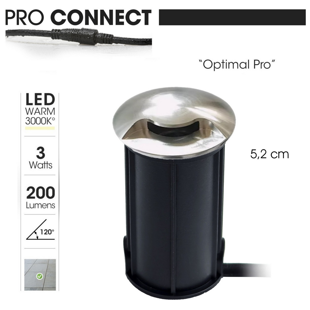 [2646-D401] 2646-D401 - Encastré béton Ø 52mm 3W 3000°K - Top INOX 1 fenêtre