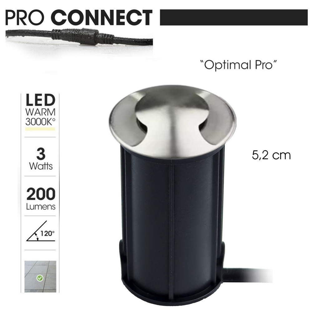 [2646-D402] 2646-D402 - Encastré béton Ø 52mm 3W 3000°K - Top INOX 2 fenêtres