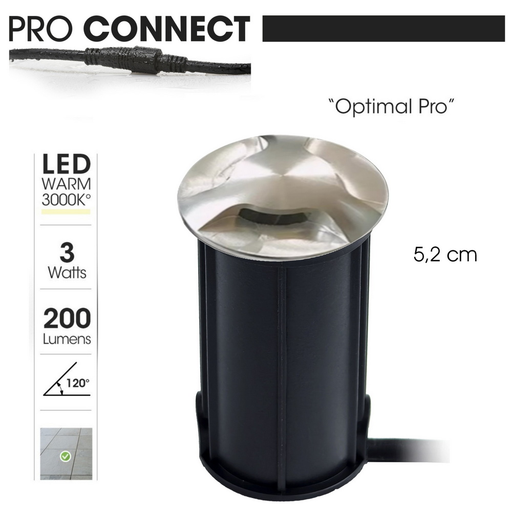 [2646-D403] 2646-D403 - Encastré béton Ø 52mm 3W 3000°K - Top INOX 3 fenêtres