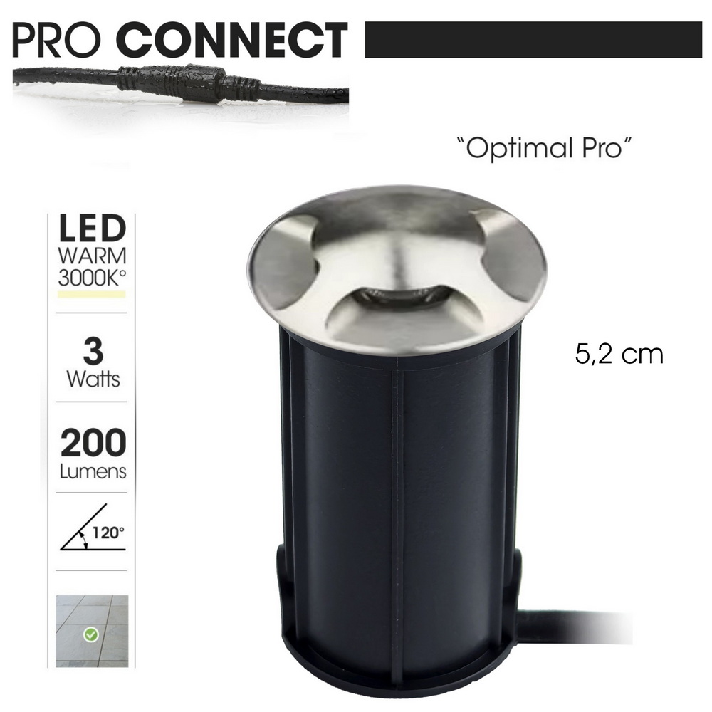 [2646-D404] 2646-D404 - Encastré béton Ø 52mm 3W 3000°K - Top INOX 4 fenêtres