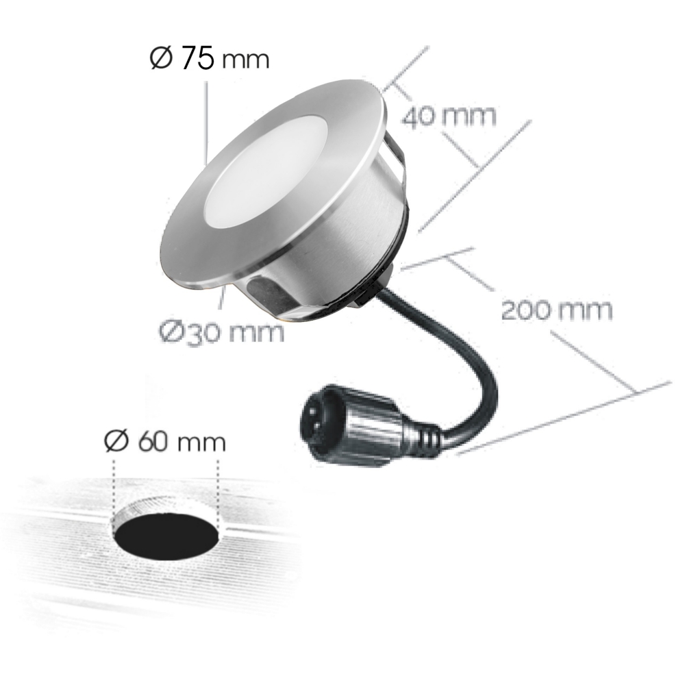 [2046] 2046 - Spot encastré bois Ø7,5cm 3000°K