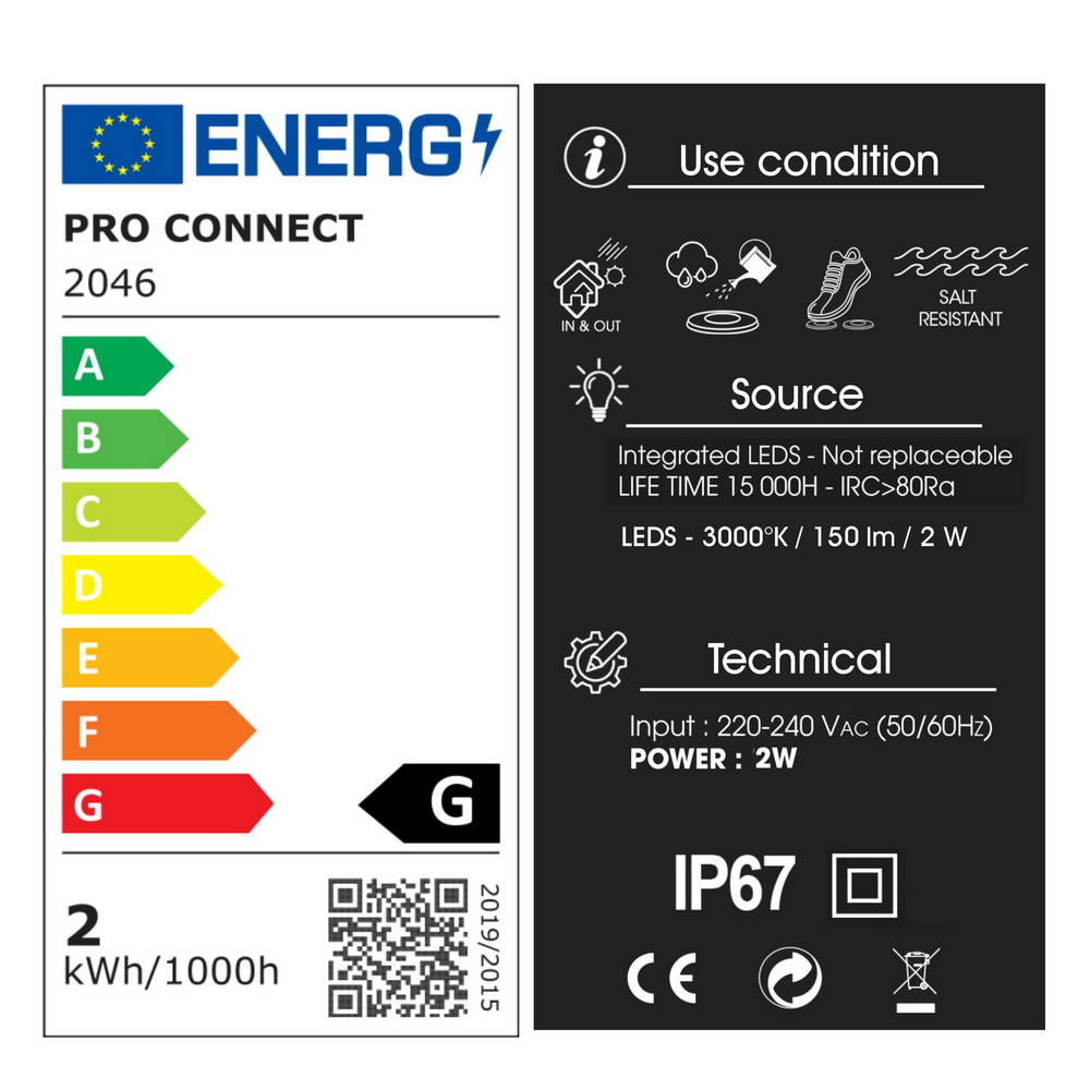 [2046] 2046 - Spot encastré bois Ø7,5cm 3000°K