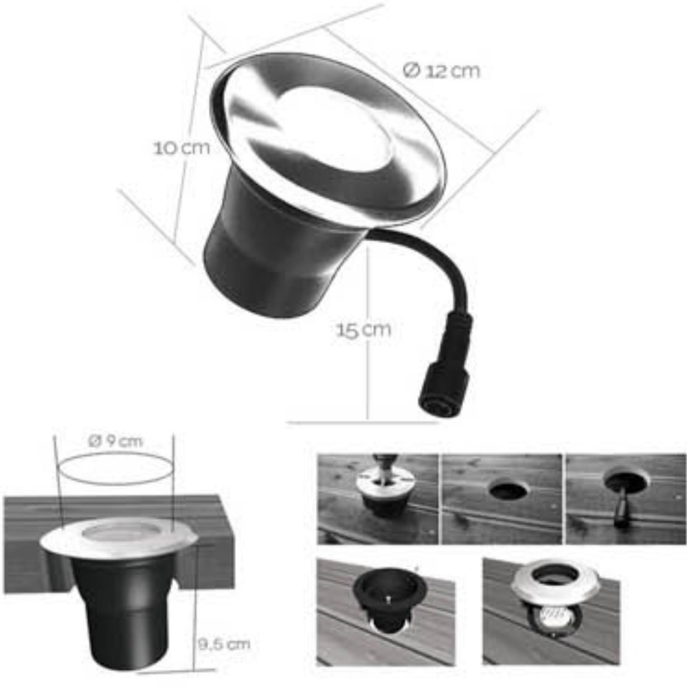 [2176] 2176 - Spot à encastrer bois Ø12cm 3000°K