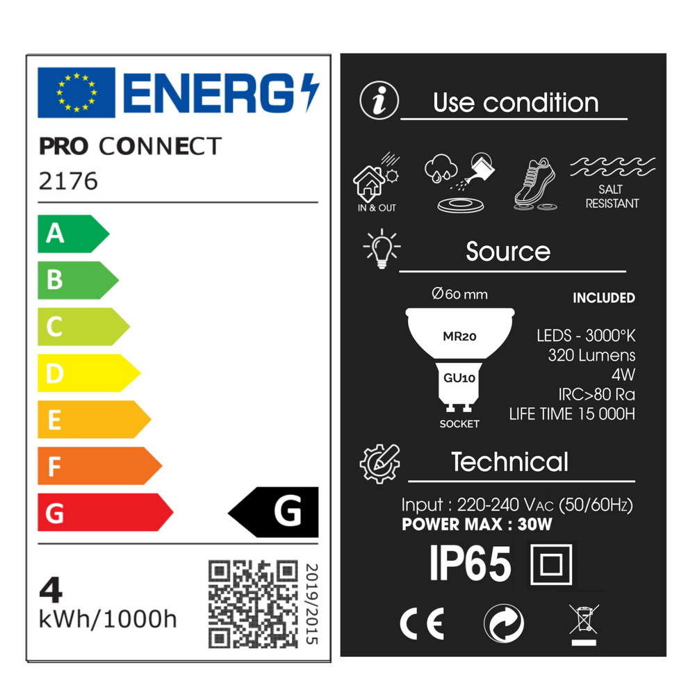 [2176] 2176 - Spot à encastrer bois Ø12cm 3000°K