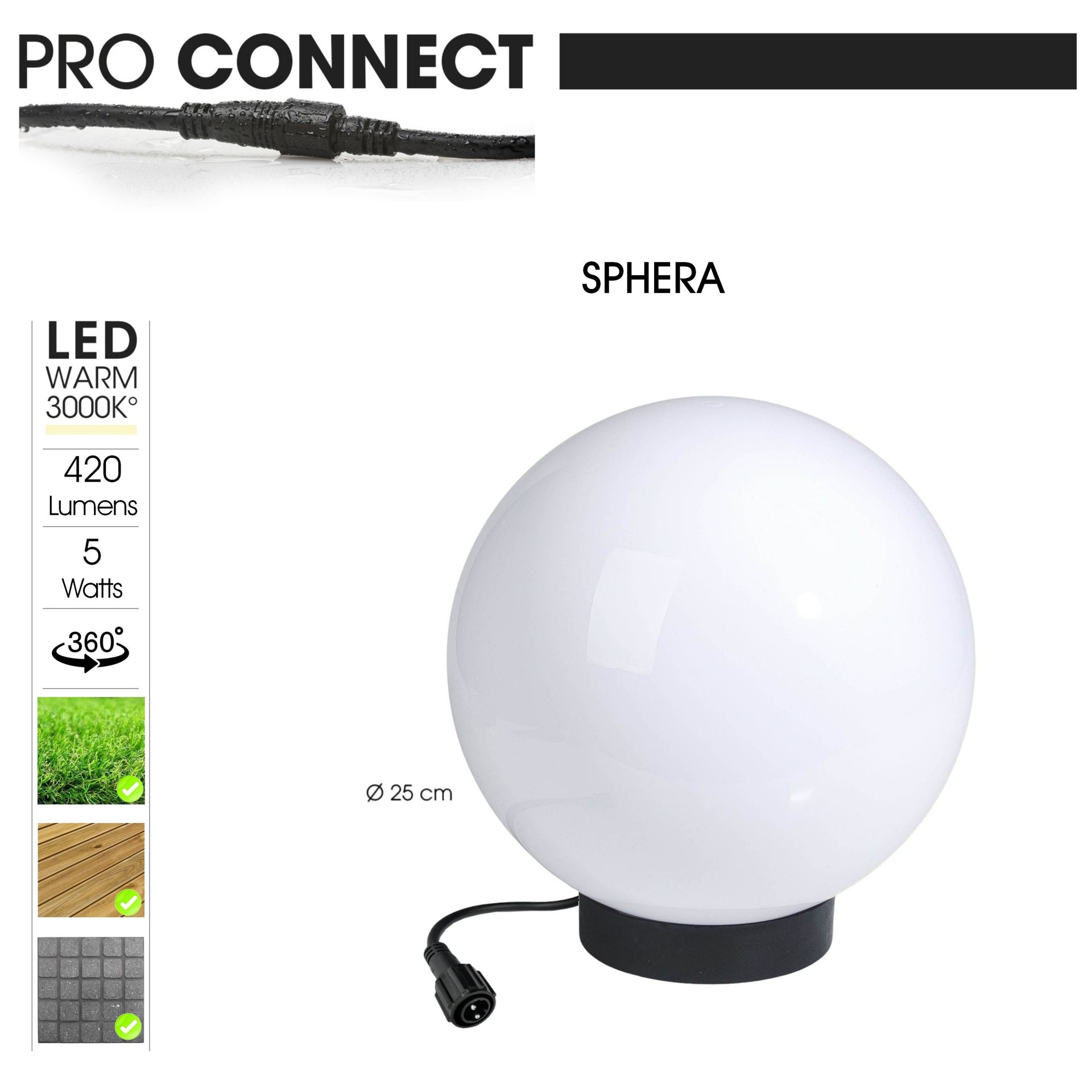 [4912] 4912 - Sphère Ø25cm Blanche LED 5W
