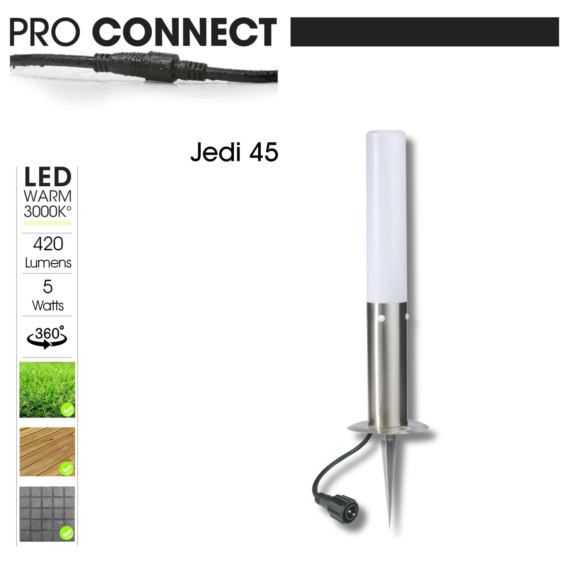 [4213A-Set3] 4213A-Set3 - 3 Bornes Inox à piquer LED