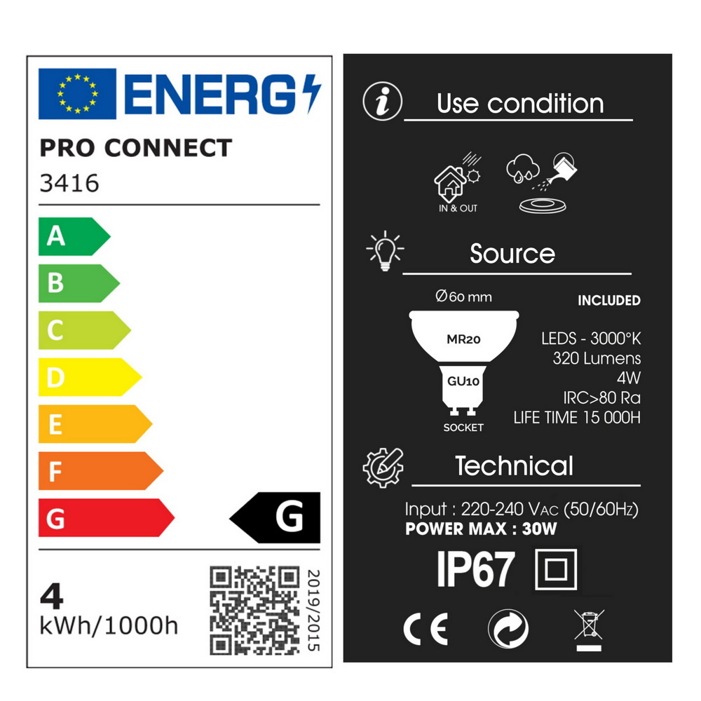 [3416] 3416 - Projecteur Noir Alu TARGET10 - 4W - 3000°K