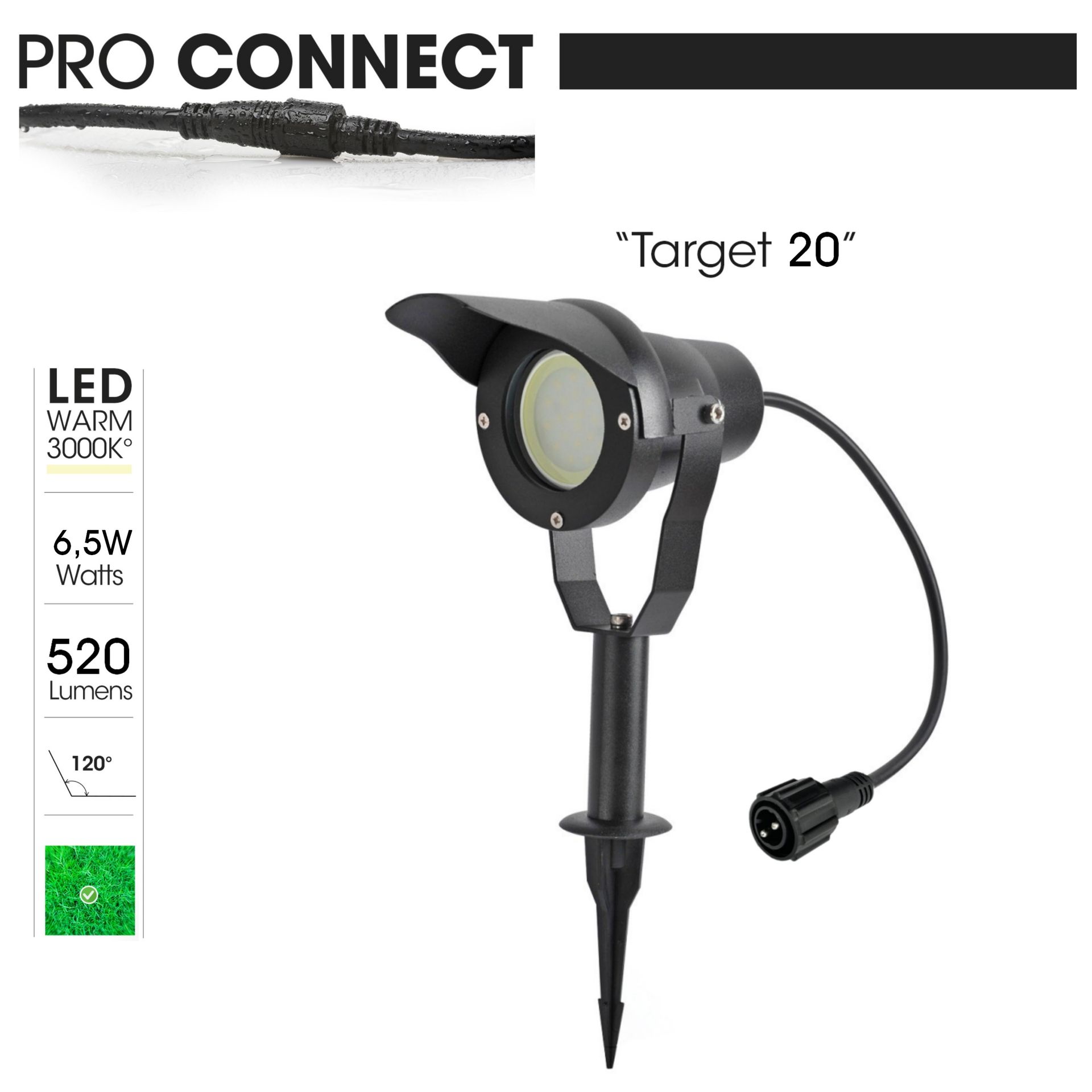 [3426] 3426 - Projecteur Noir Alu TARGET 20 - 6,5W - 3000°K