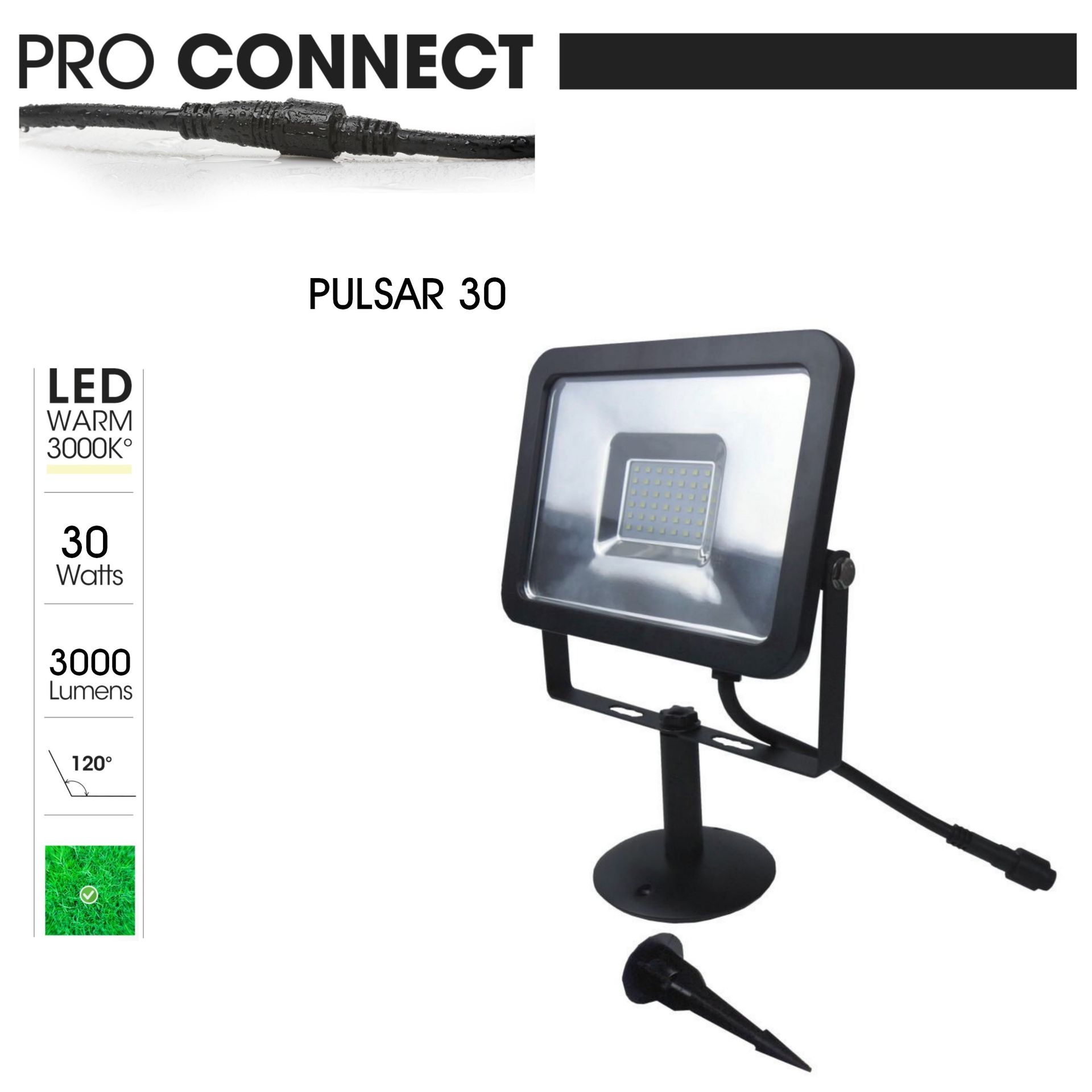 [3946] 3946 - Projecteur Noir PULSAR 30 - 30W - 3000 lm