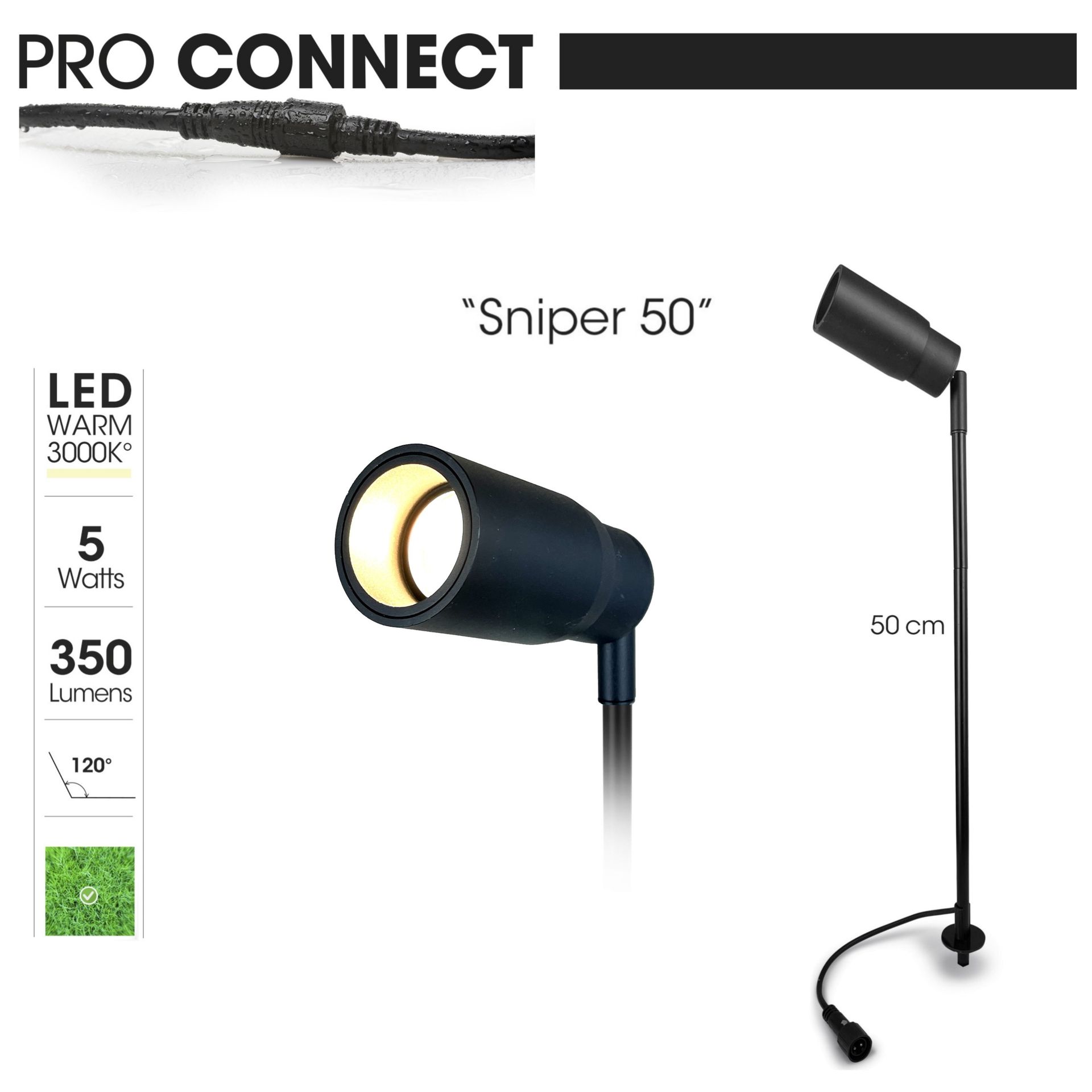 [3386] 3386 - Projecteur SNIPER 50 avec Lentille ajustable - 5W - 3000°K