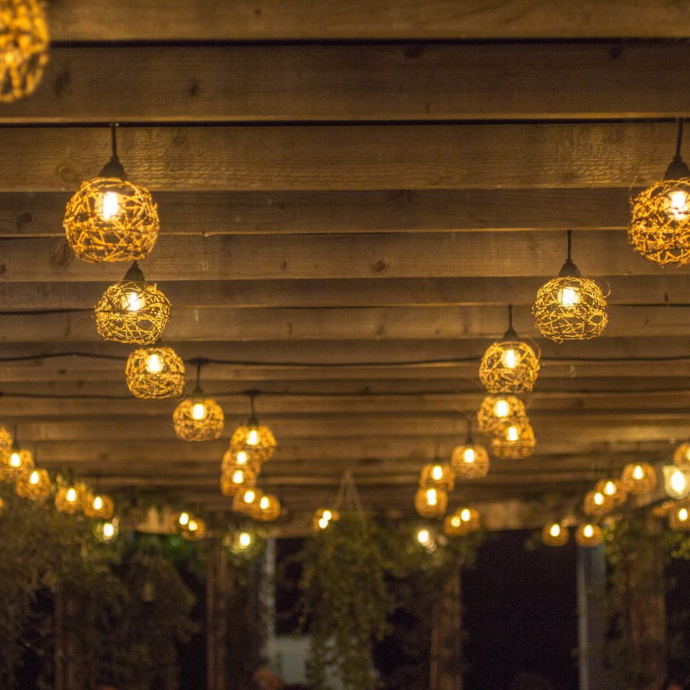 [8606-33-60L] 8606-G33-60L - Guirlande 6m 8xE27 Rattan Ball
