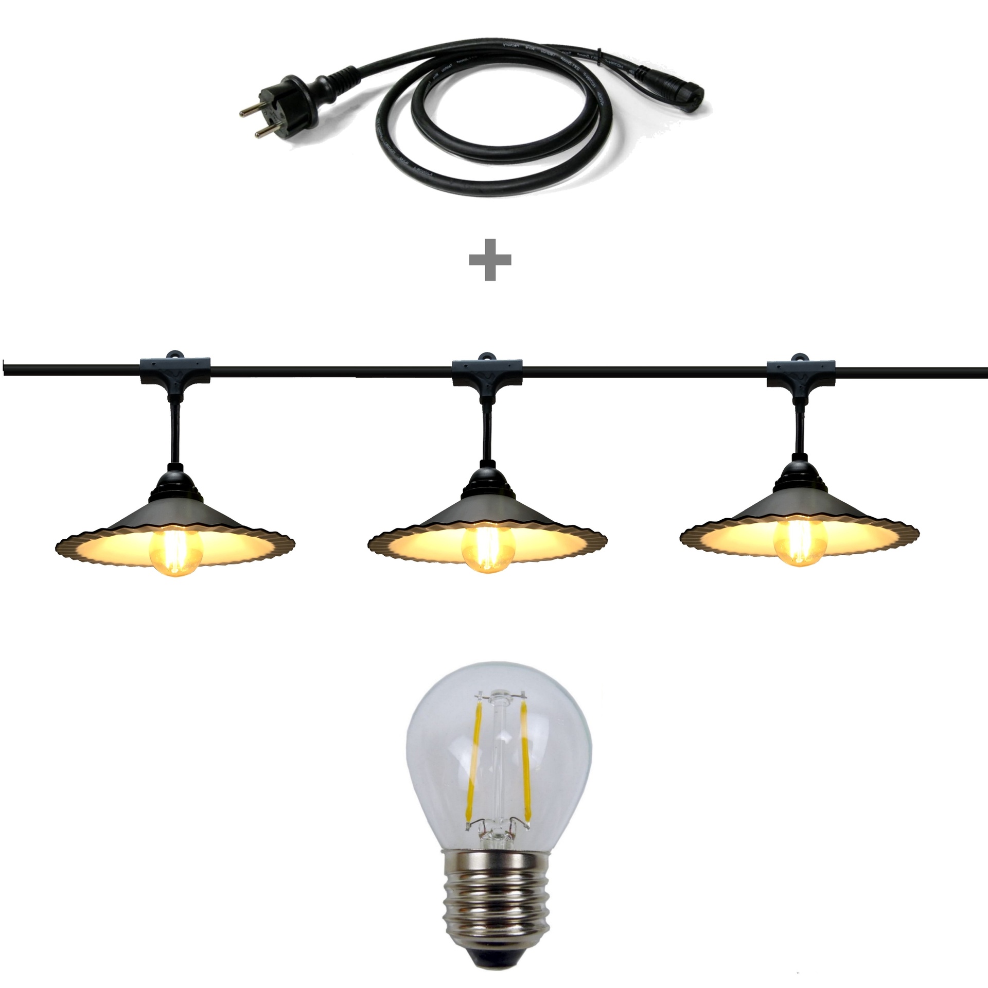 [8606-33-30L-P] 8606-33-30L-P - Guirlande 6m 8xE27 Coupelle + prise