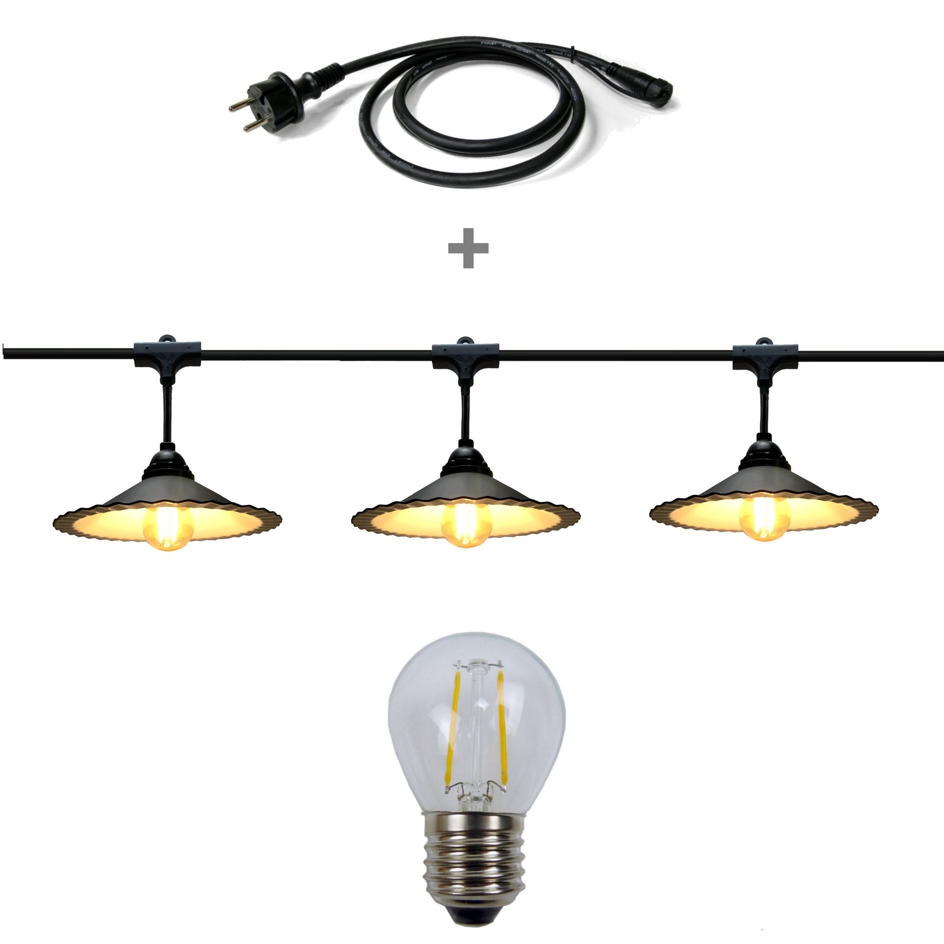 [8606-33-30L-P] 8606-33-30L-P - Guirlande 6m 8xE27 Coupelle + prise