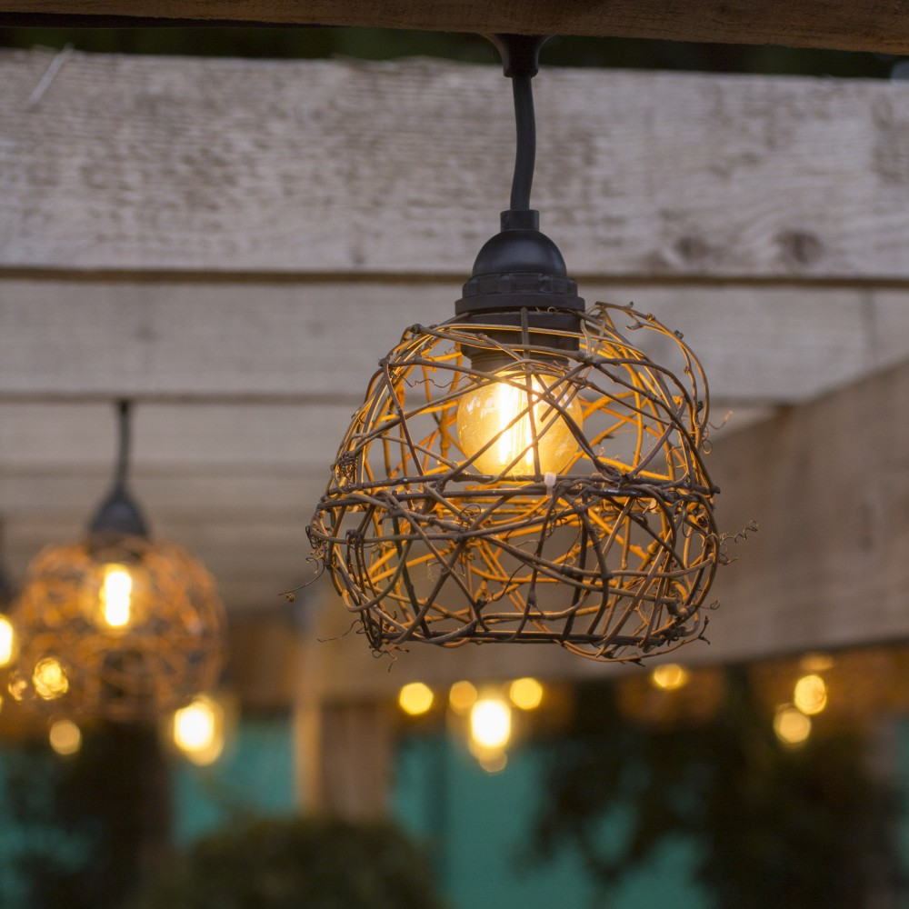 [8606-33-60L-P] 8606-G33-60L-P - Guirlande 6m 8xE27 Rattan Ball + prise