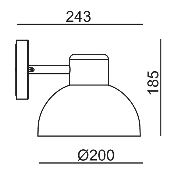 [4750] 4750 - Applique murale HEMISPHERE Noire - Ø 20 cm