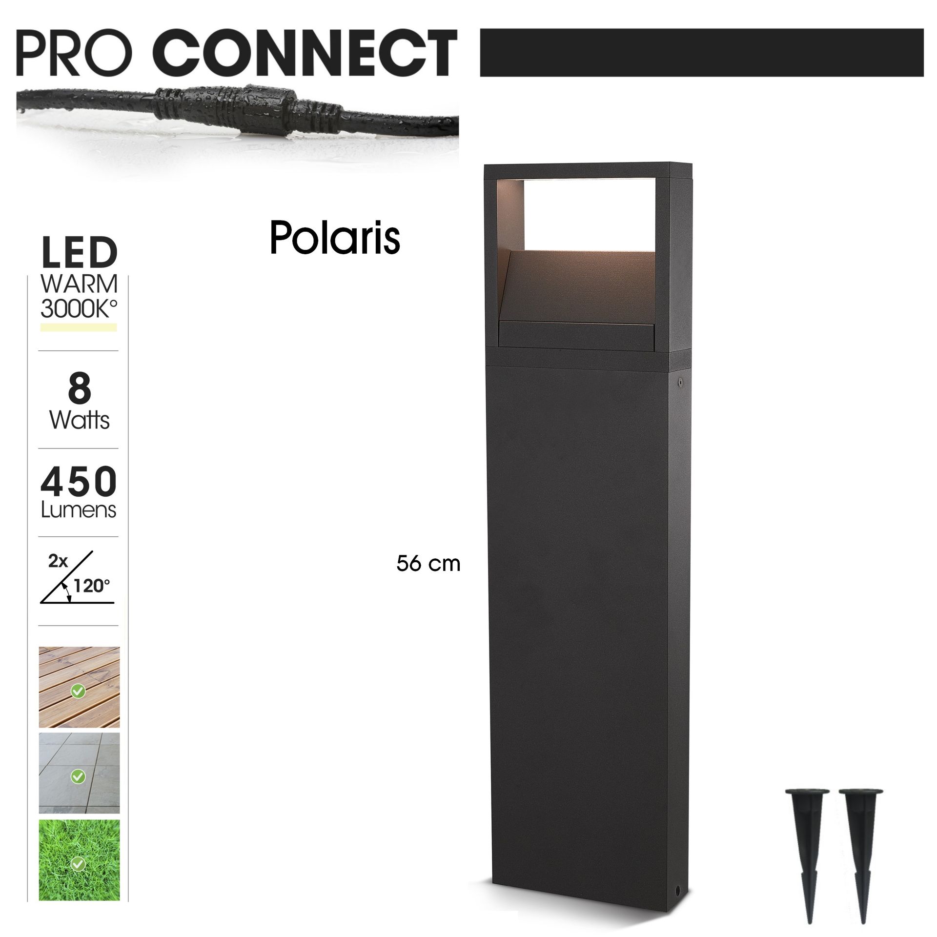 [4414] 4414 - Borne Noire  16 x 5 x Ht 56cm - Bizauté 2 côté