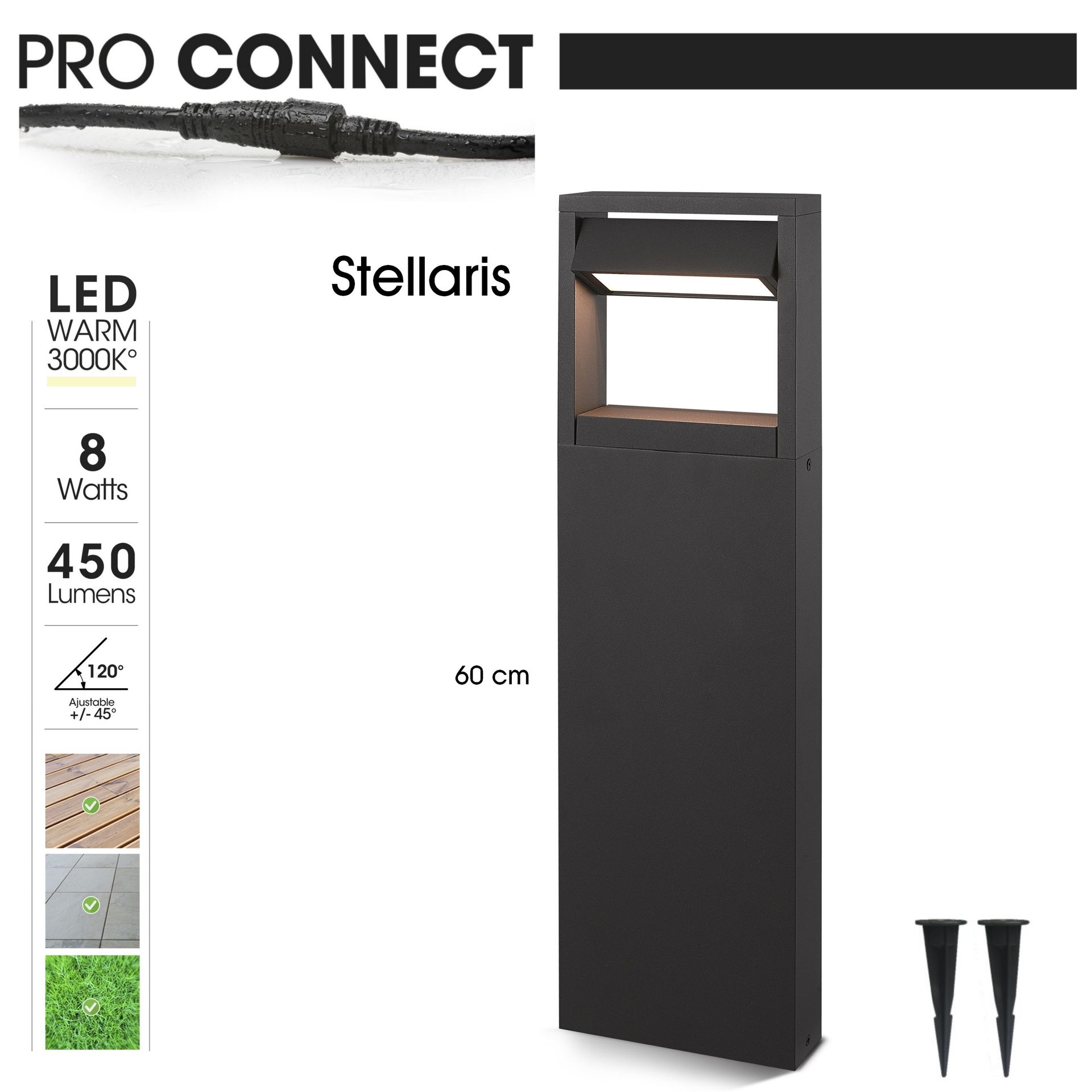 [4424] 4424 - Borne Noire  16 x 5 x Ht 60cm - Angle directionnel