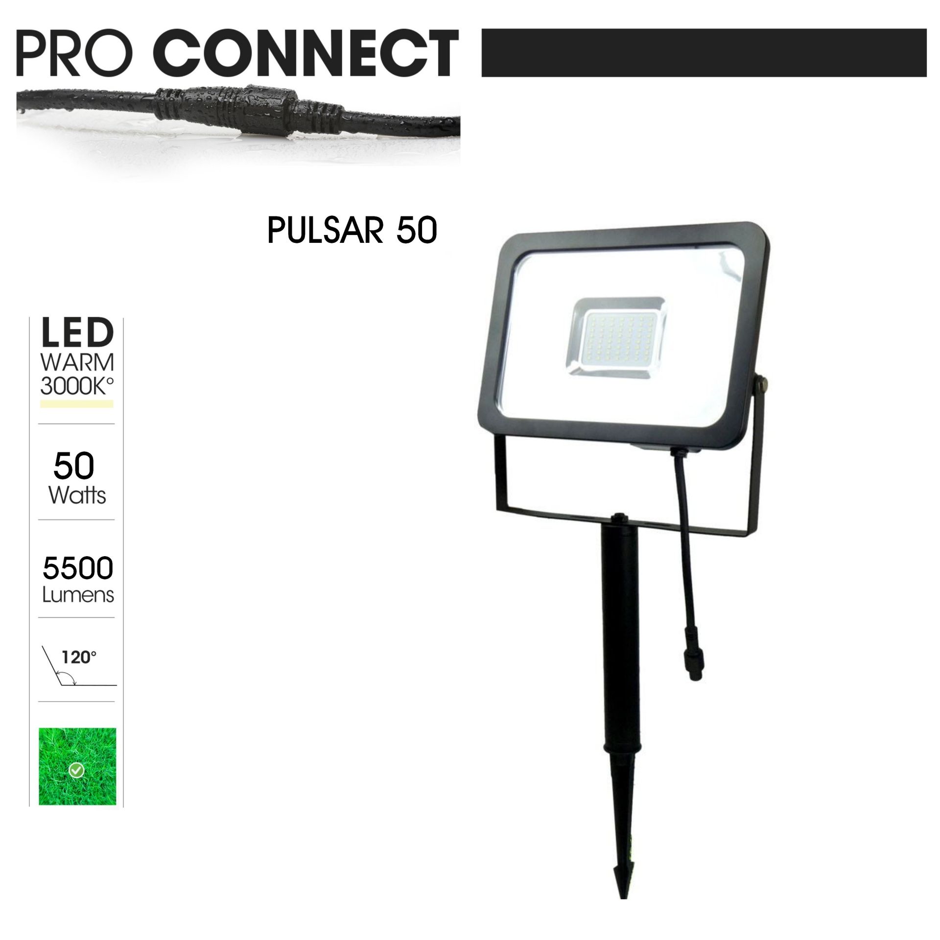 [3956] 3956 - Projecteur Noir PULSAR 50 - 50W - 5500 lm