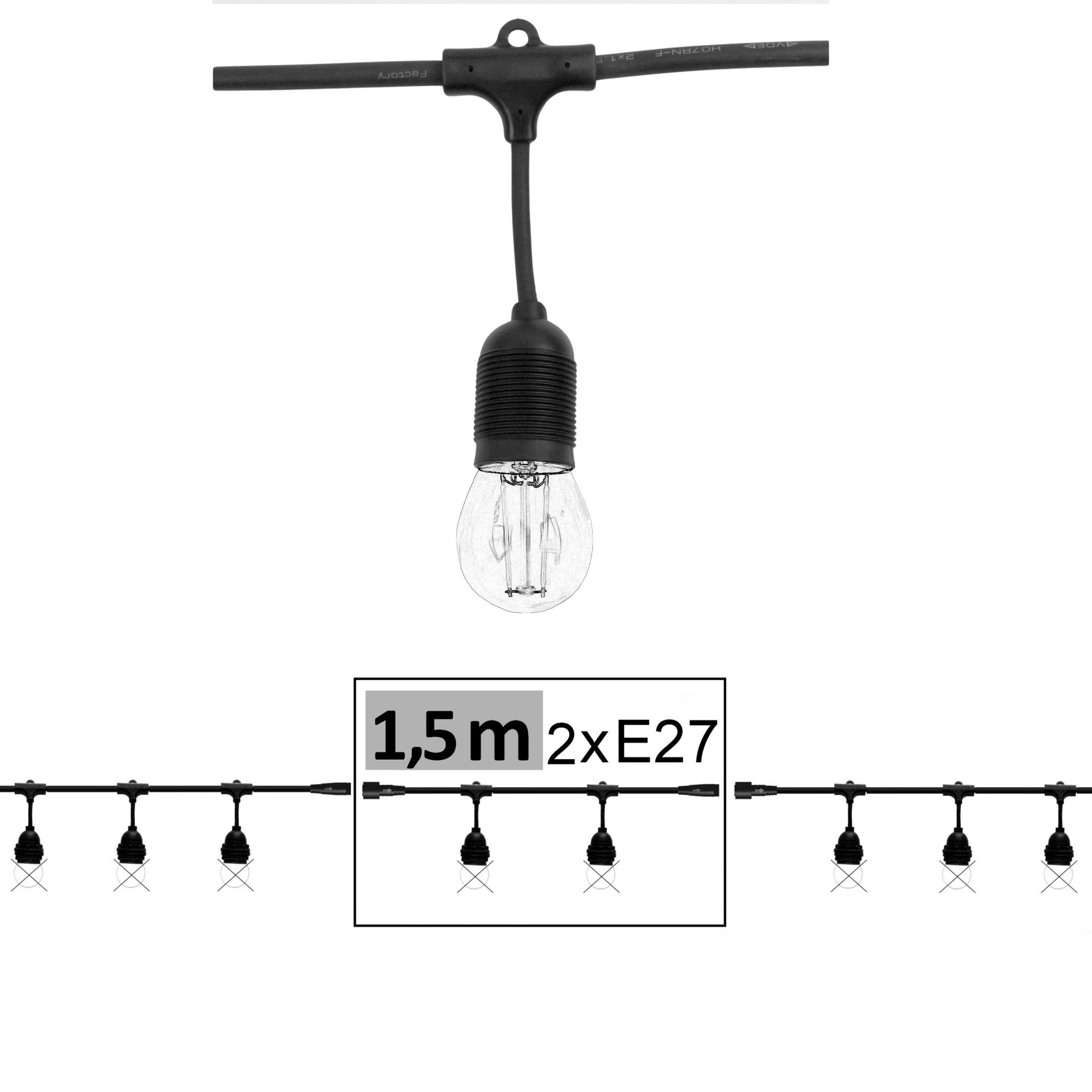[8602-G42] 8602-G42 - Guirl. 1,5m 2xE27/G45 Fil 3000K