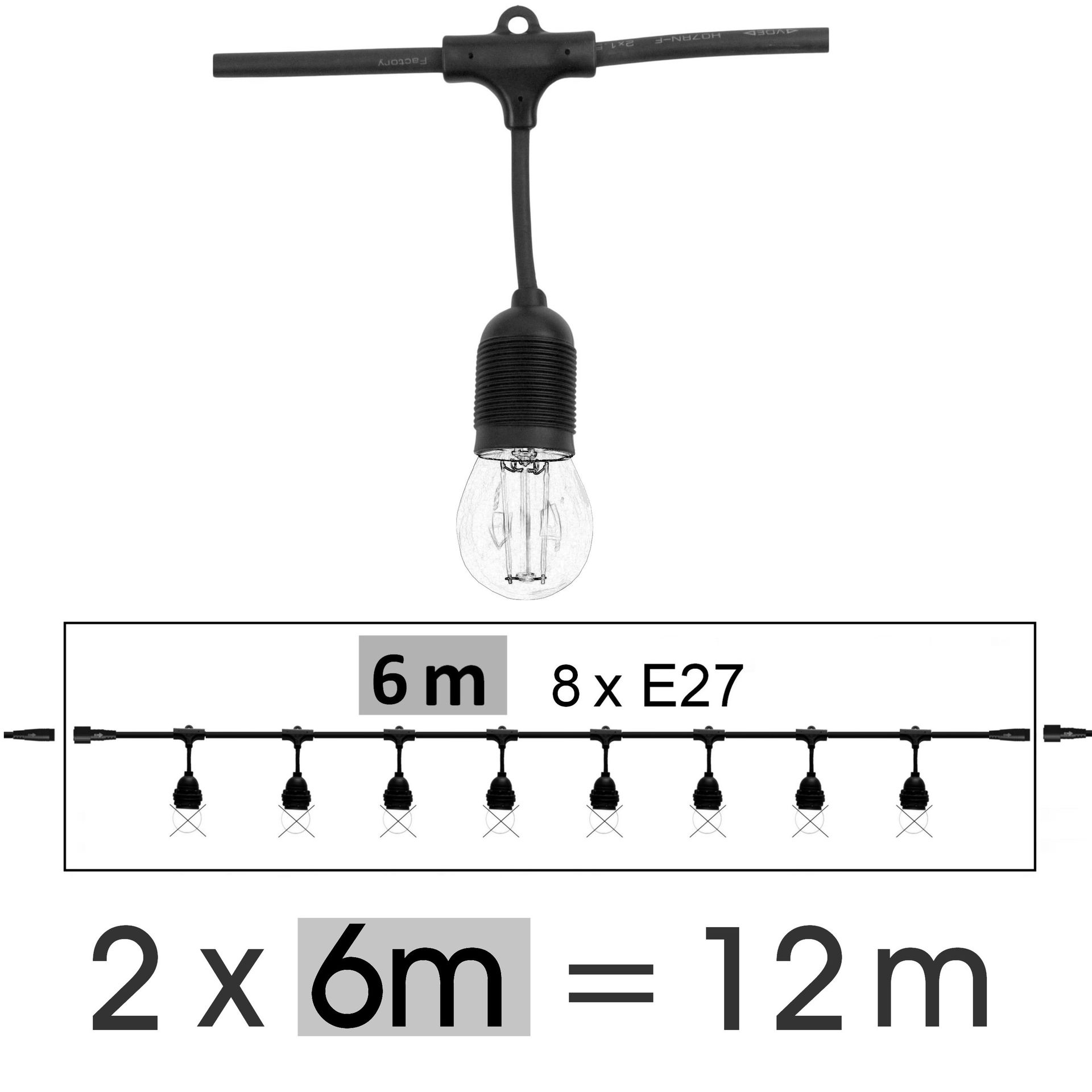 [8612-G42] 8612-G42 - Guirl. 12m 16xE27/G45 Fil 3000K