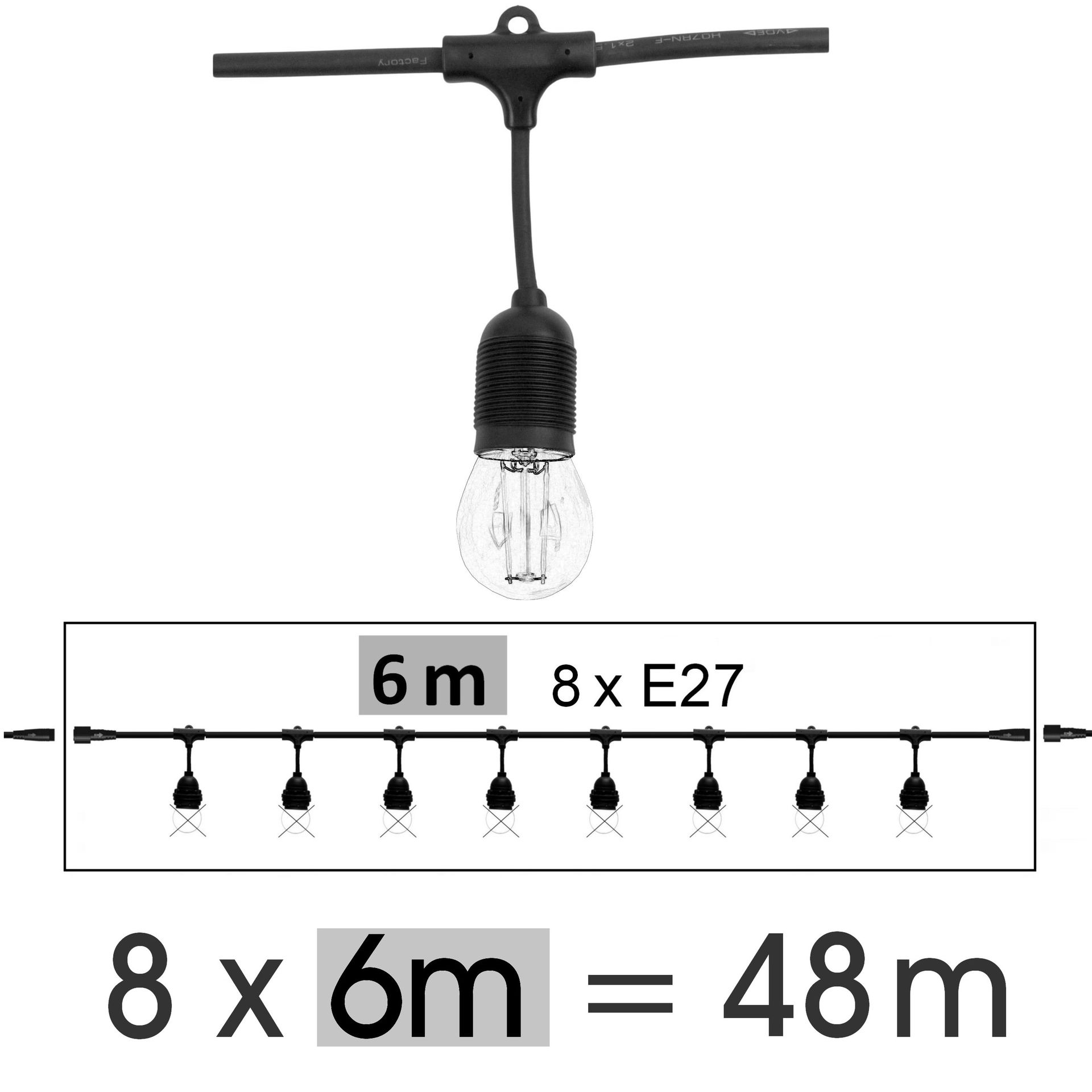 [8648-G42] 8648-G42 - Guirl. 48m 64xE27/G45 Fil 3000K