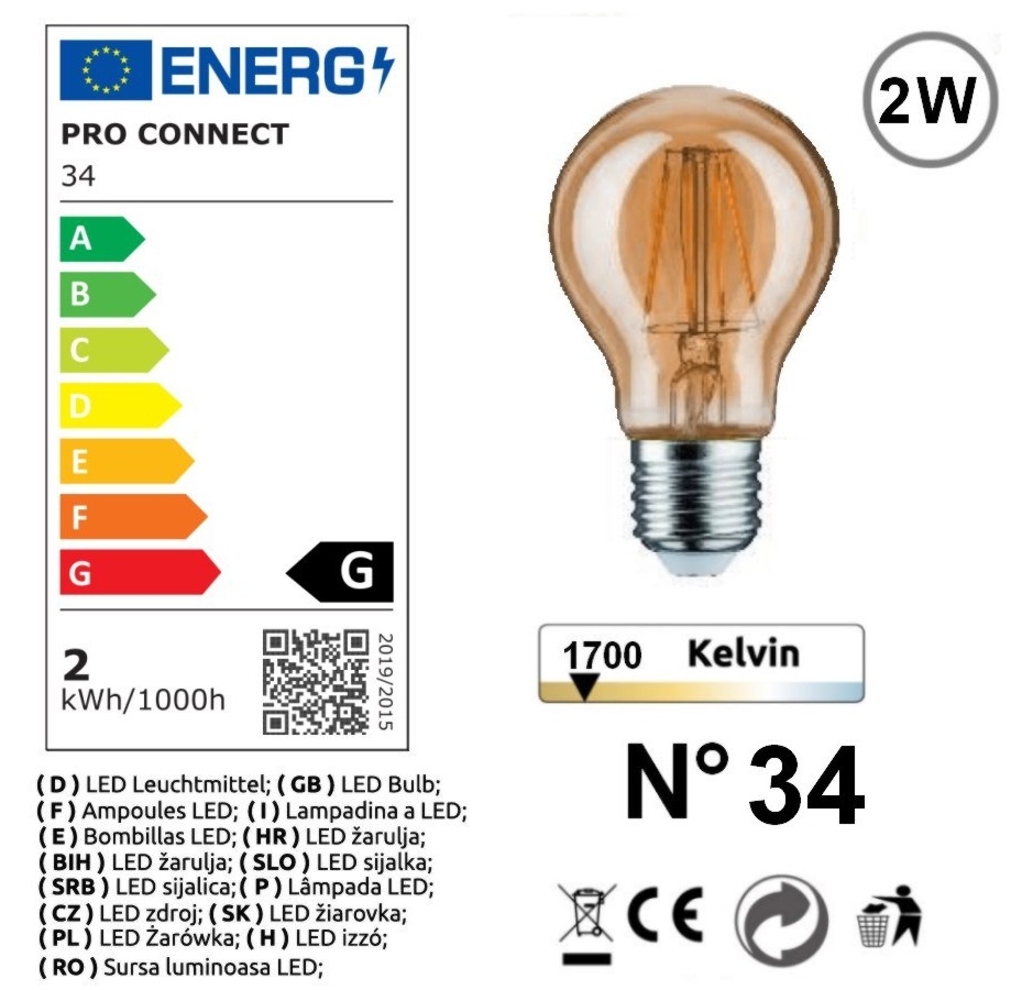 [8602-G34] 8602-G34 - Guirl. 1,5m 2xE27/A60 Fil 1700K