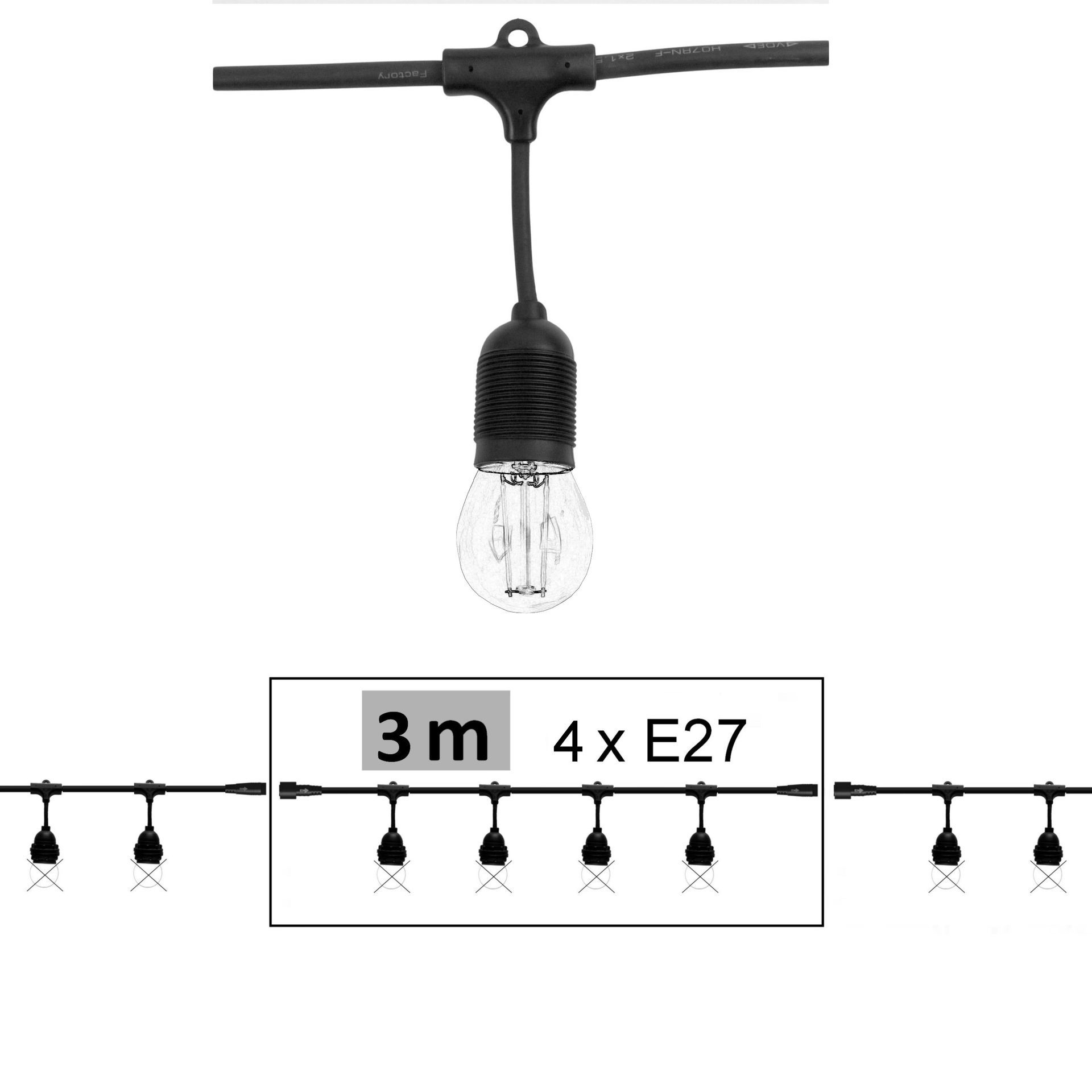 [8603-C921] 8603-C921 - Guirlande (Extension) 3m 4xE27/G125 Fil 2100K