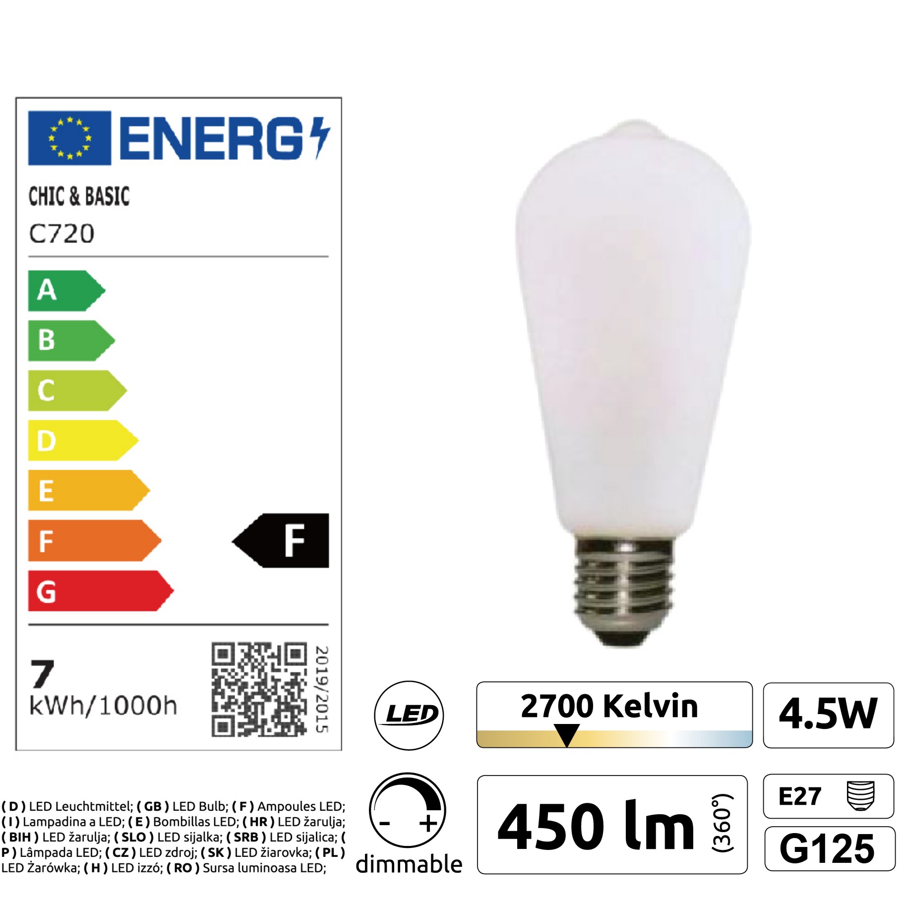 [8603-C720] 8603-C720 - Guirlande (Extension) 3m 4xE27/ST64 Fil 2700K