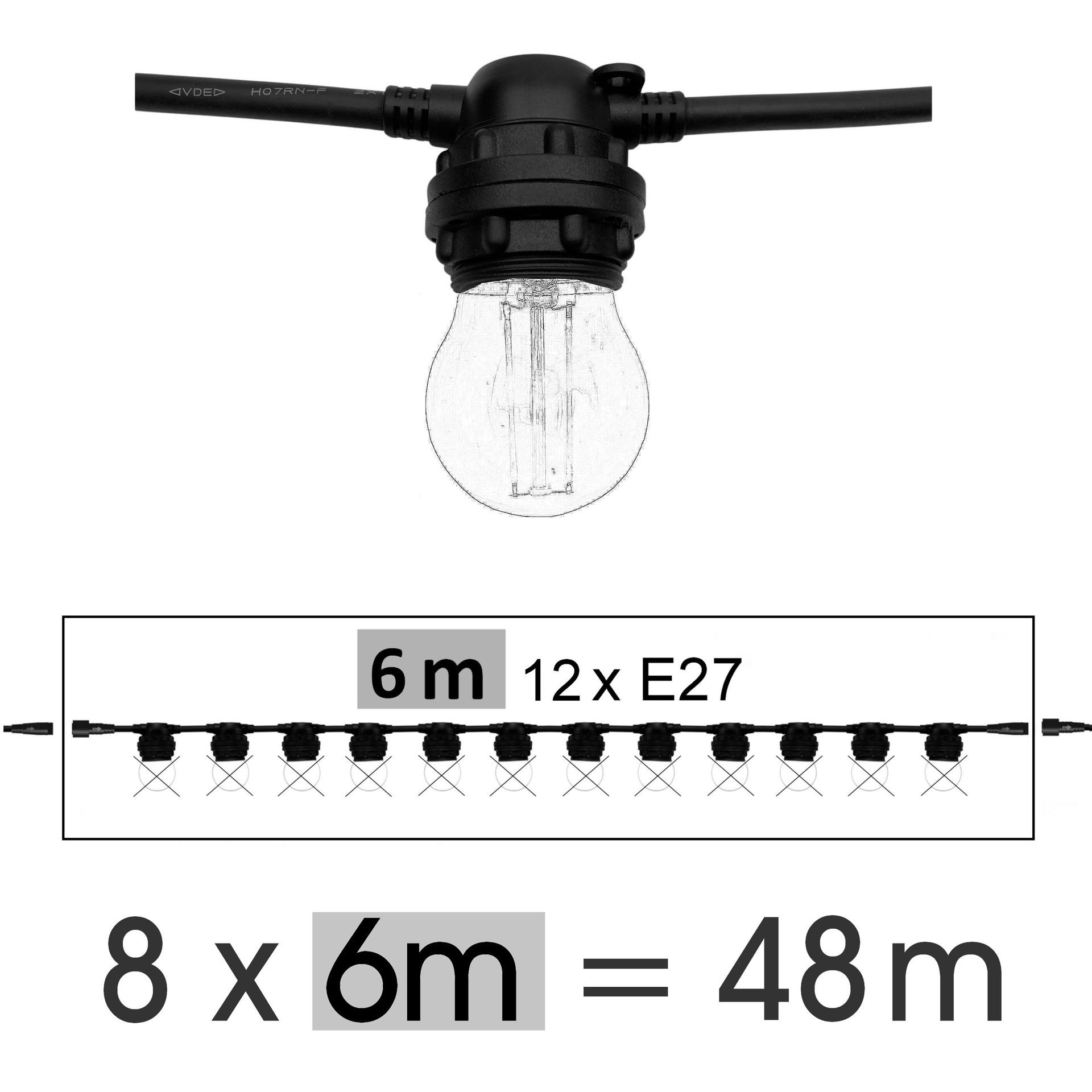 [8548-G11] 8548-G11 - Guirl. TEMPEST 48m 96xE27/G45 Fil 1700K